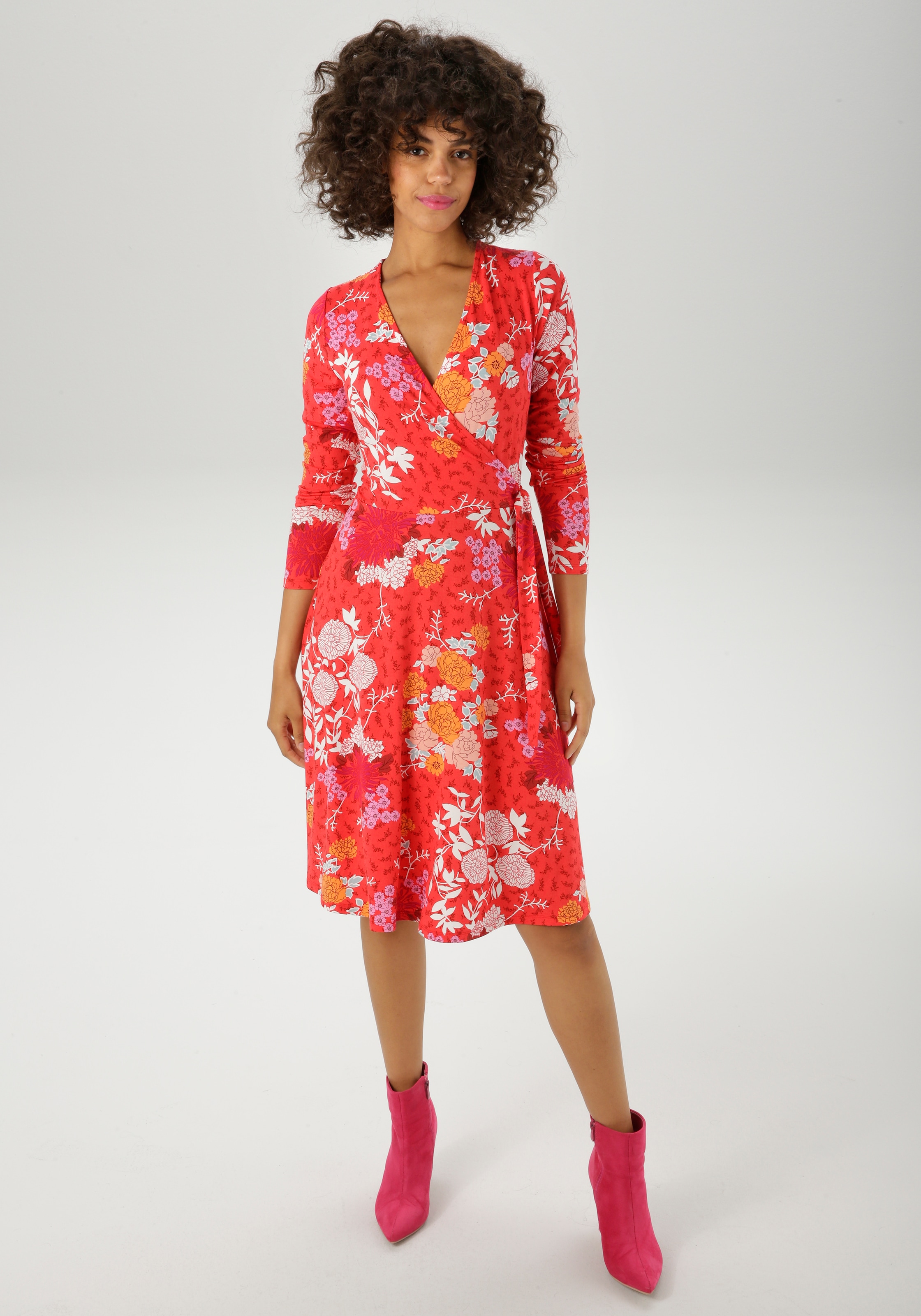Aniston CASUAL Jerseykleid, mit fantasievollem Blumendruck- jedes Teil ein günstig online kaufen