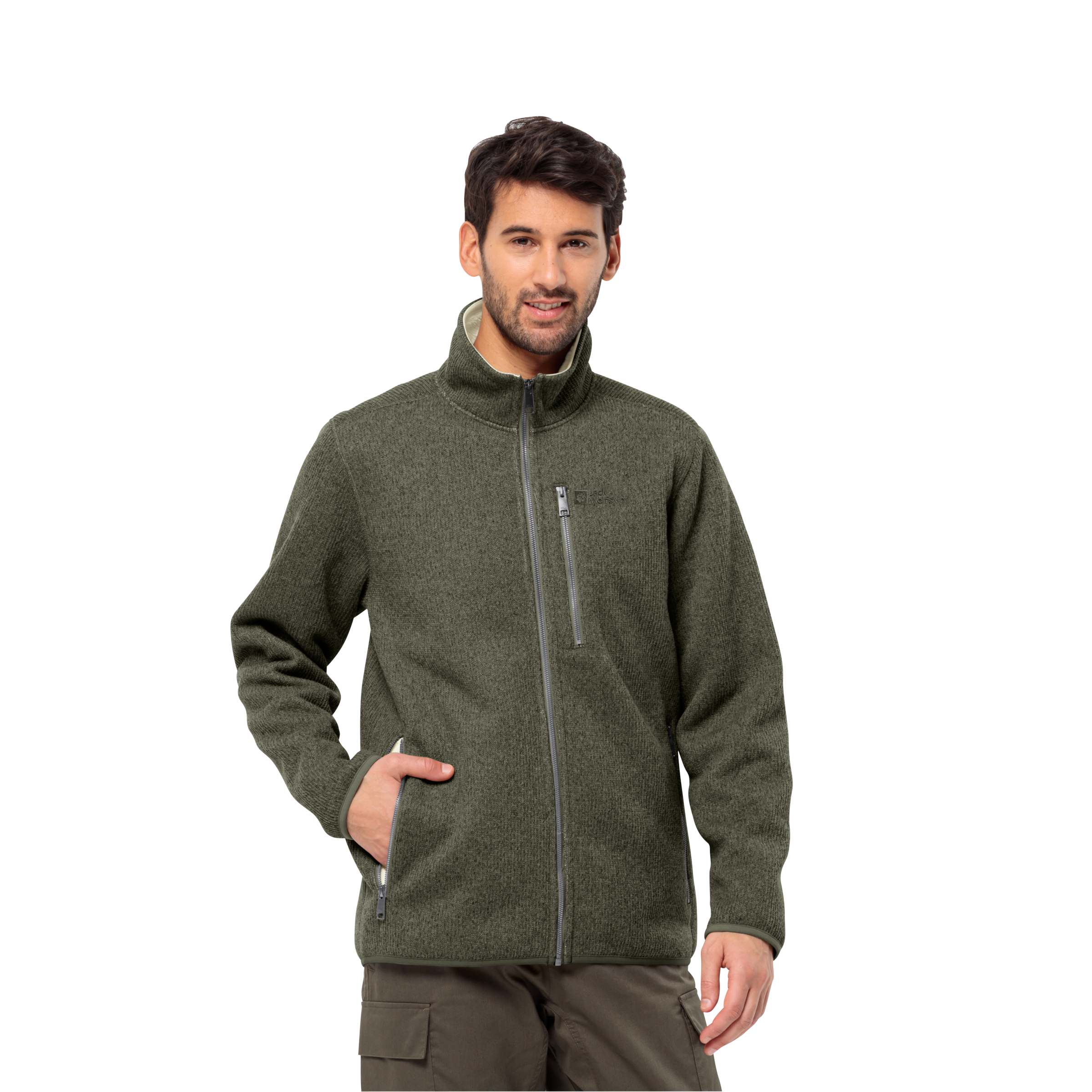 Jack Wolfskin Fleecejacke "ROBSON FJORD JACKET" winddichte Ausführung, mit Stehkragen, aus weichem Sherpa-Fleece