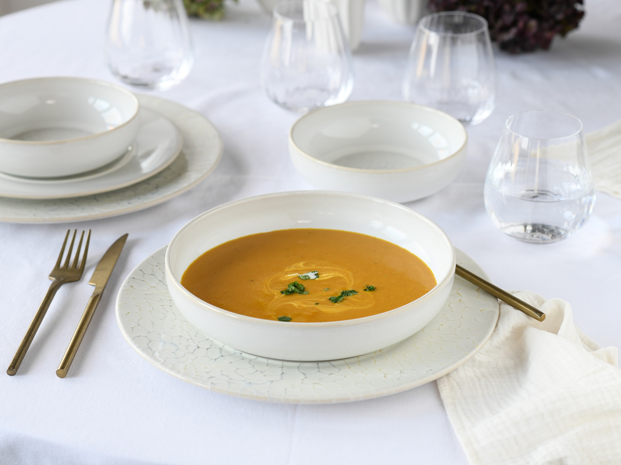 CreaTable Teller-Set »Unico, Tellerset, 8-tlg.« Eleganter Flair, Breite Fahne, Edel