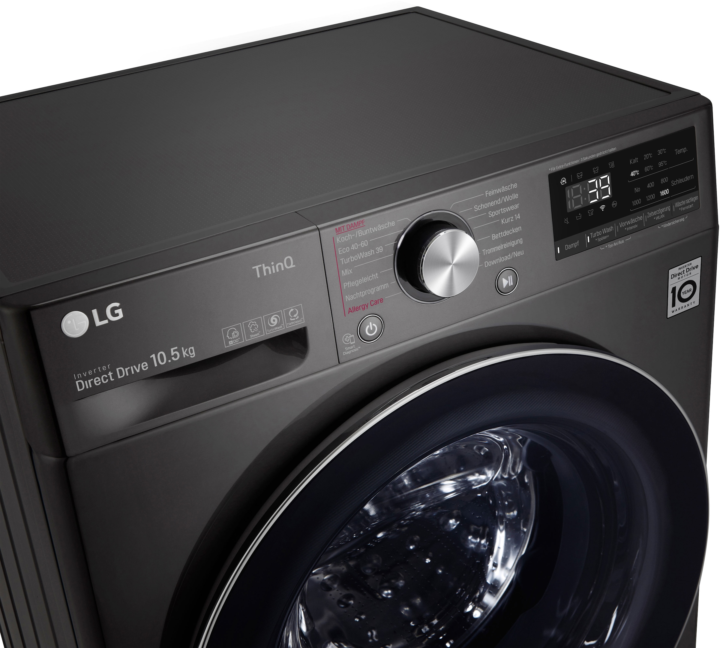 LG Waschmaschine »F6WV710P2S«, 10,5 kg, 1600 U/min, TurboWash® - Waschen in nur 39 Minuten