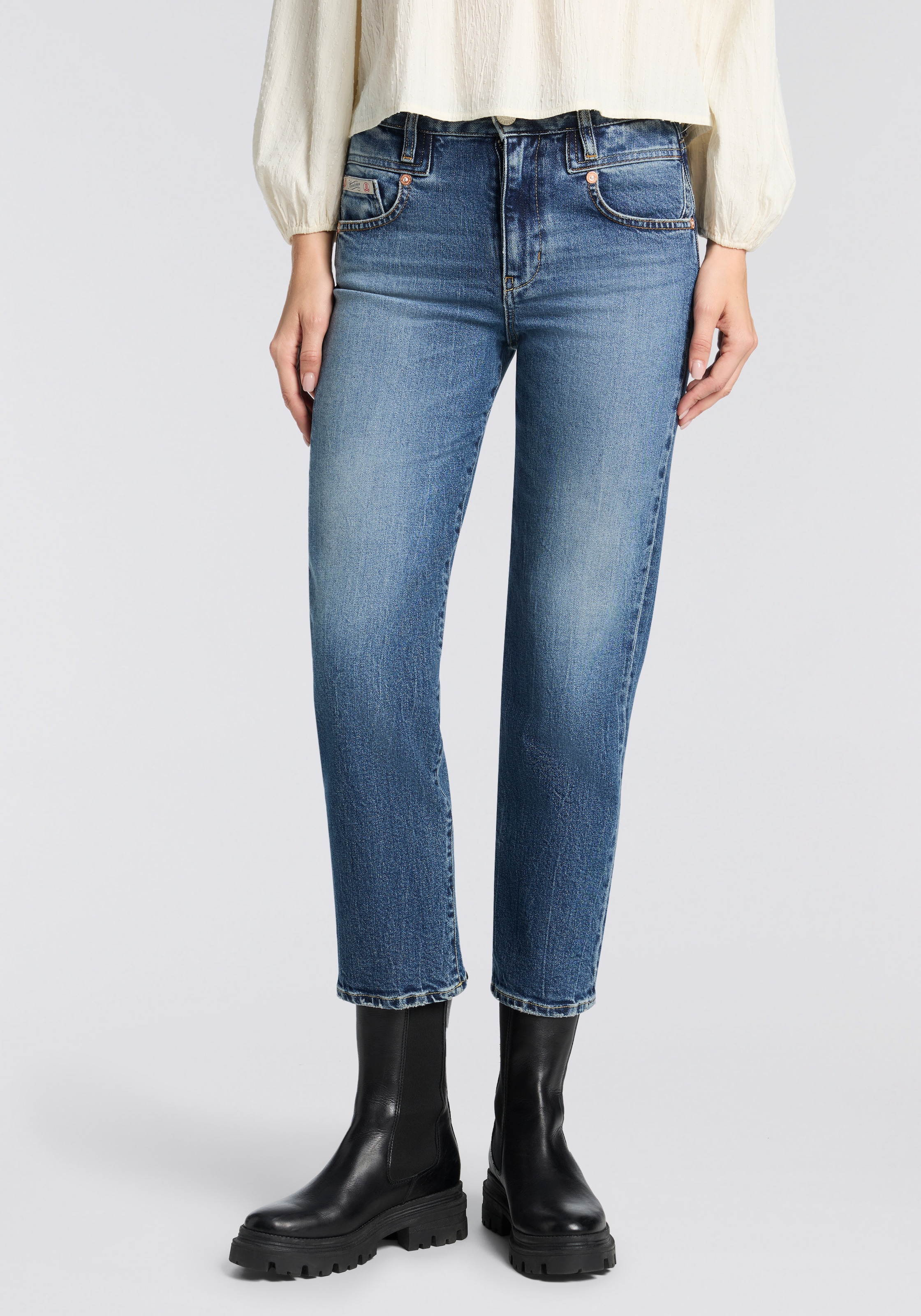 Herrlicher 5-Pocket-Jeans "Breezy Cropped Denim" Straight Fit günstig online kaufen