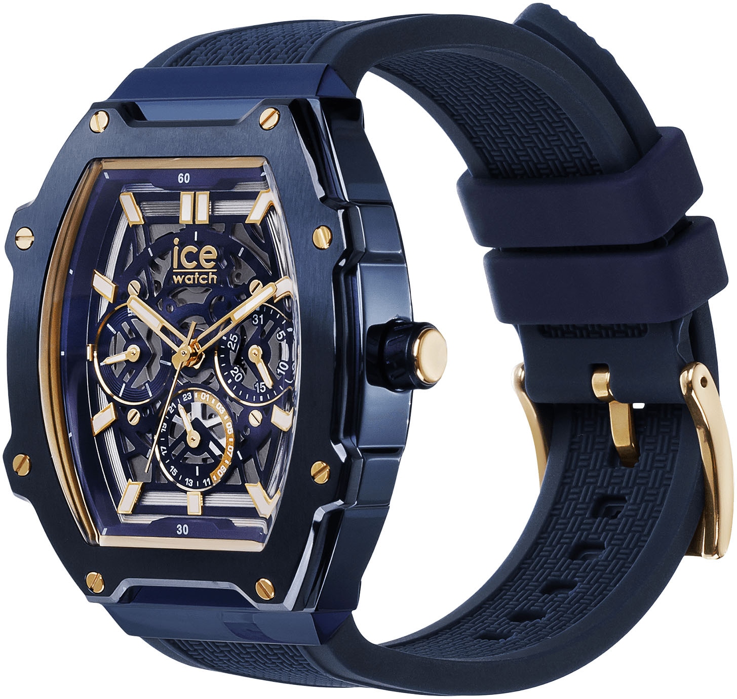 ice-watch Multifunktionsuhr »ICE boliday - Skeleton - Steel - Medium - MT«, Armbanduhr, Quarzuhr, Herrenuhr, Silikonband, Datum,12/24-Std.-Anzeige