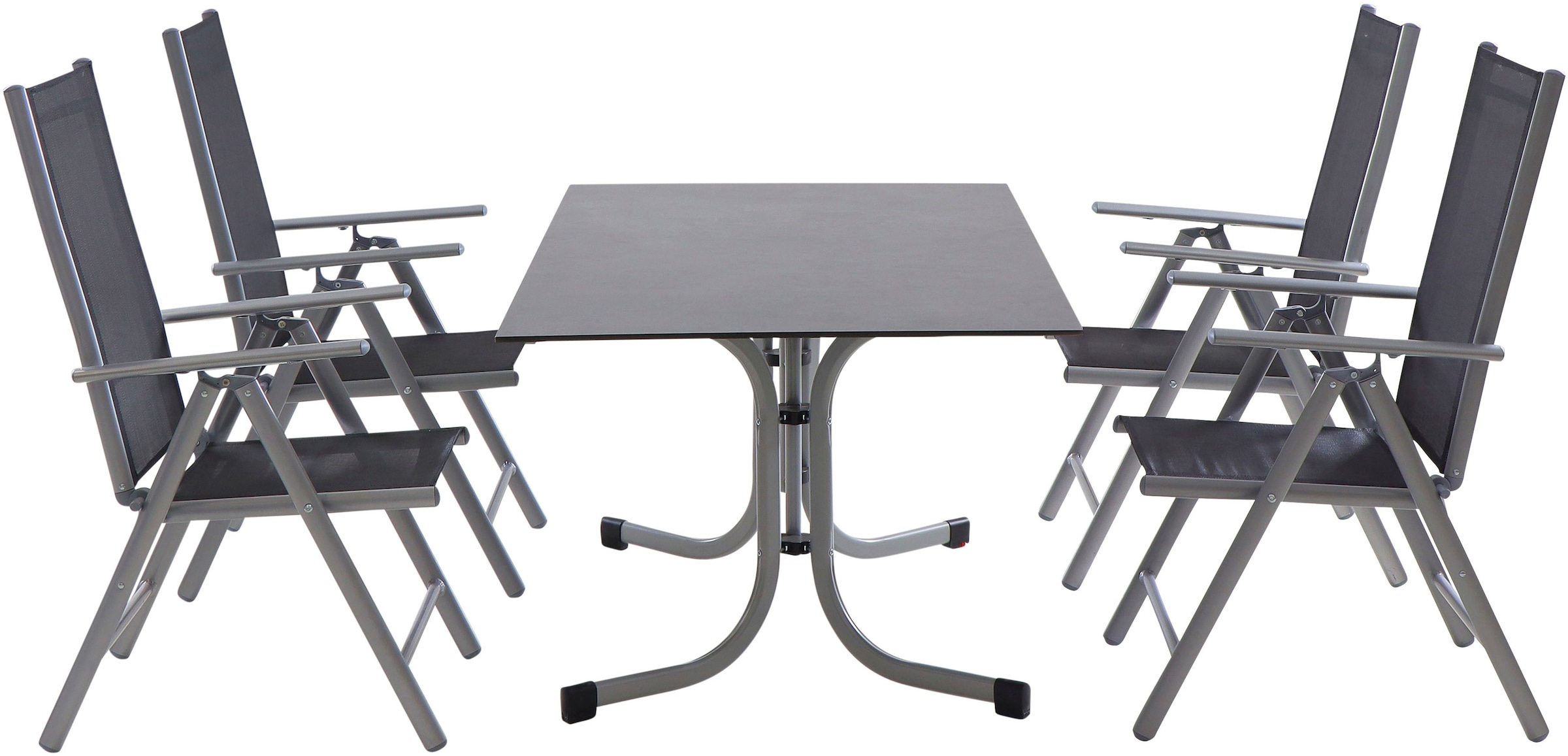 Siena Garden Garten-Essgruppe »Saturn / Sola«, (Set, 5 tlg.), bestehend aus 4 Sesseln und 1 Tisch