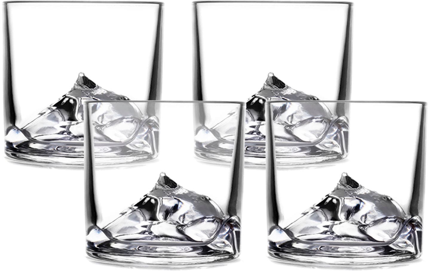 LIITON Whiskyglas "Everest", (Set, 4 tlg.), dicker Glasboden als Bergmotiv