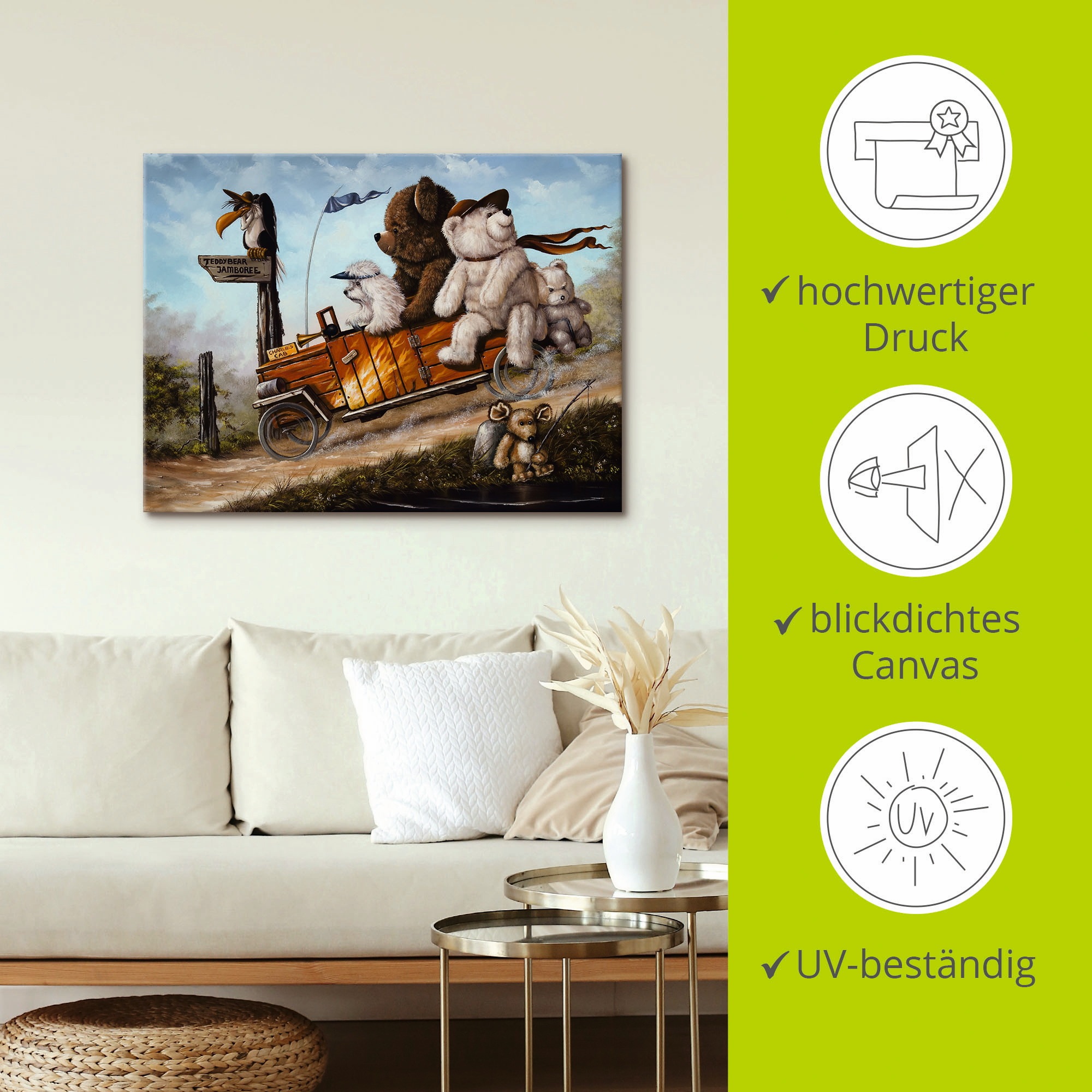 Artland Wandbild »Reisendes Kinderspielzeug«, Spielzeuge, (1 St.), als Leinwandbild, Poster in verschied. Größen