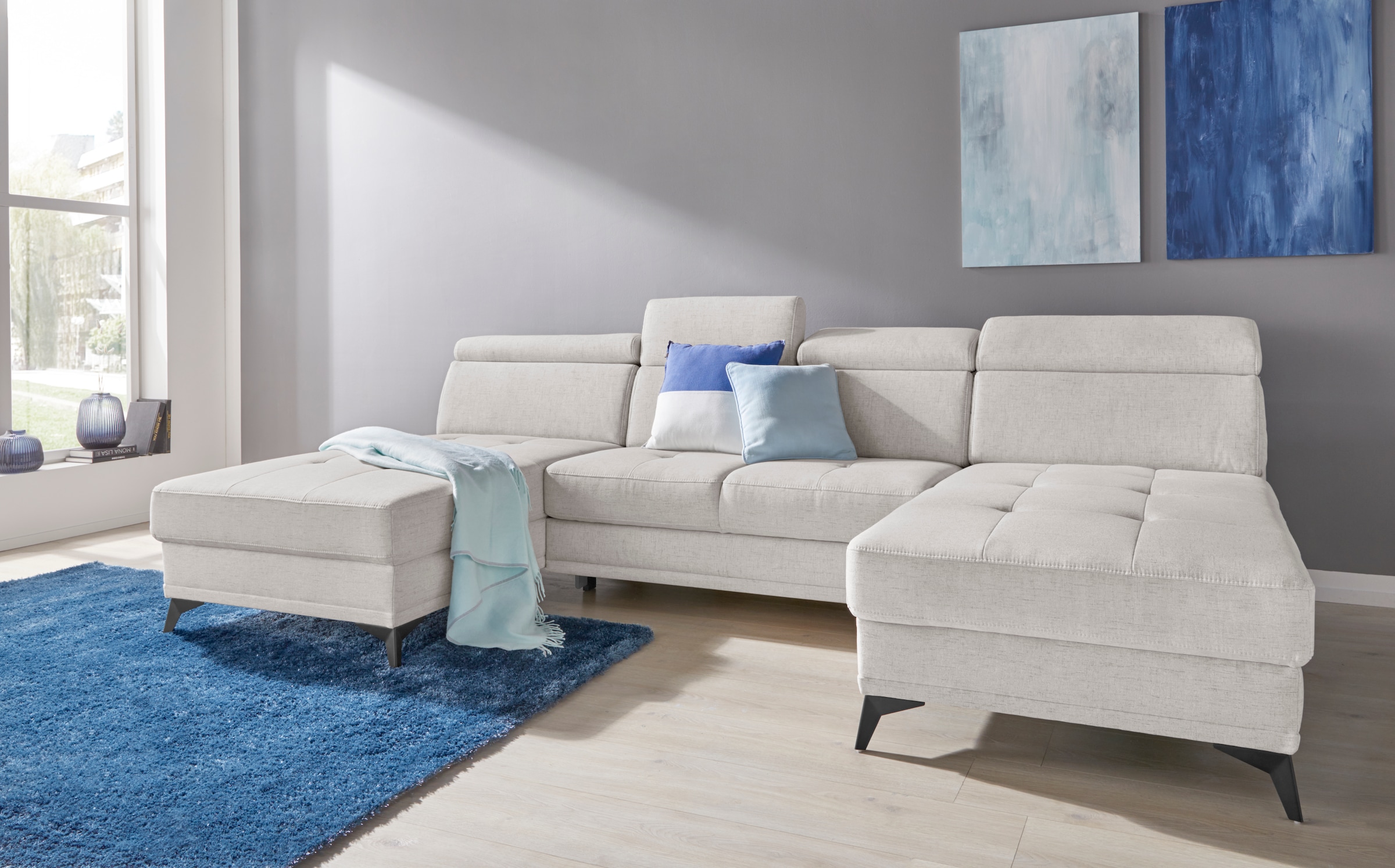 Home affaire Wohnlandschaft "Cardiz U-Form" inkl.Kopfteilverstellung und Fe günstig online kaufen