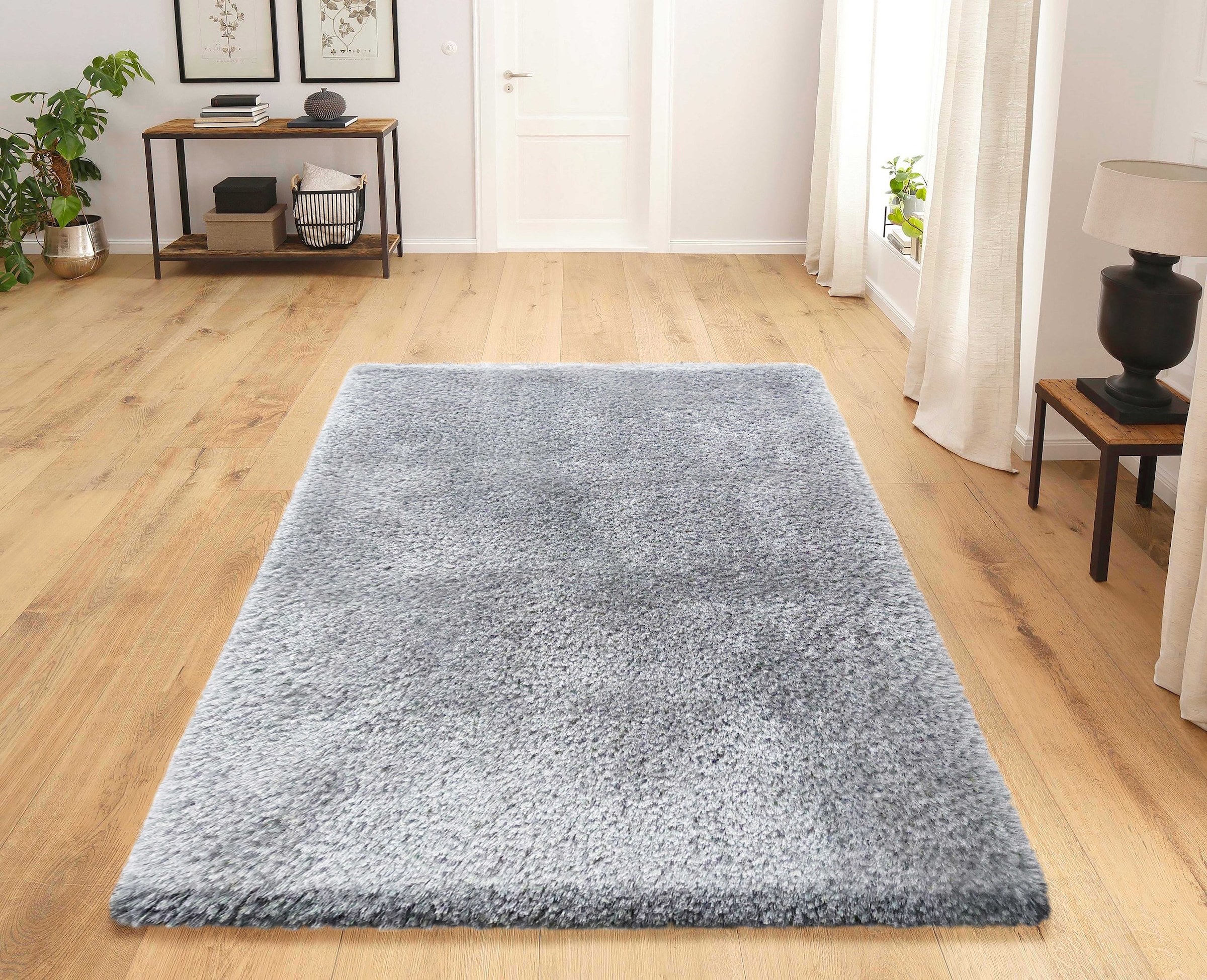 Leonique Hochflor-Teppich »Lasse, hoher Flor, besonders weich durch Mikrofaser«, rechteckig, 76 mm Höhe, Shaggy-Look, meliertes Garn, Wohnzimmer, Schlafzimmer, Kinderzimmer