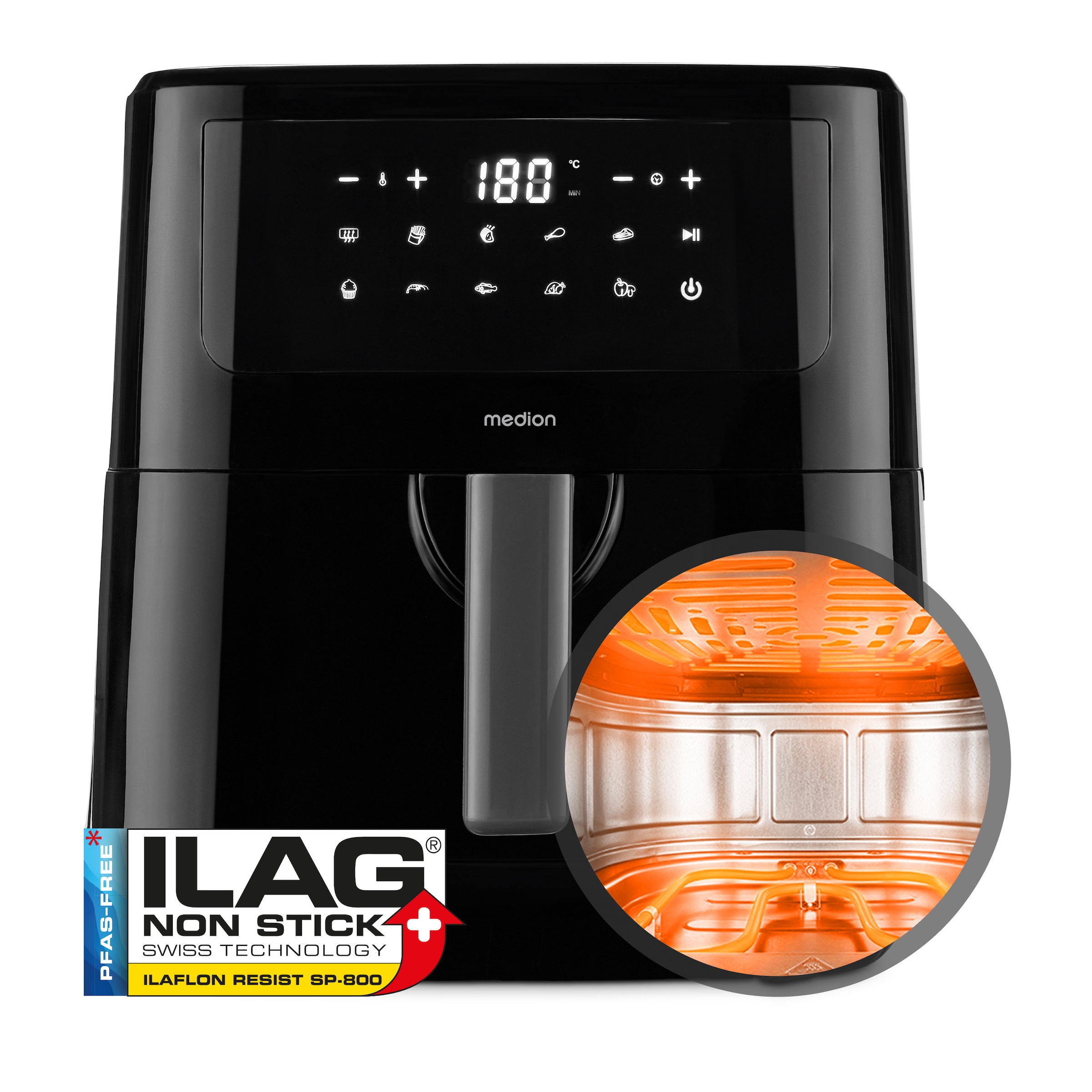Medion Heißluftfritteuse "MD 11750 P10 XL Duo" 2000 W Fassungsvermögen 6,8 günstig online kaufen