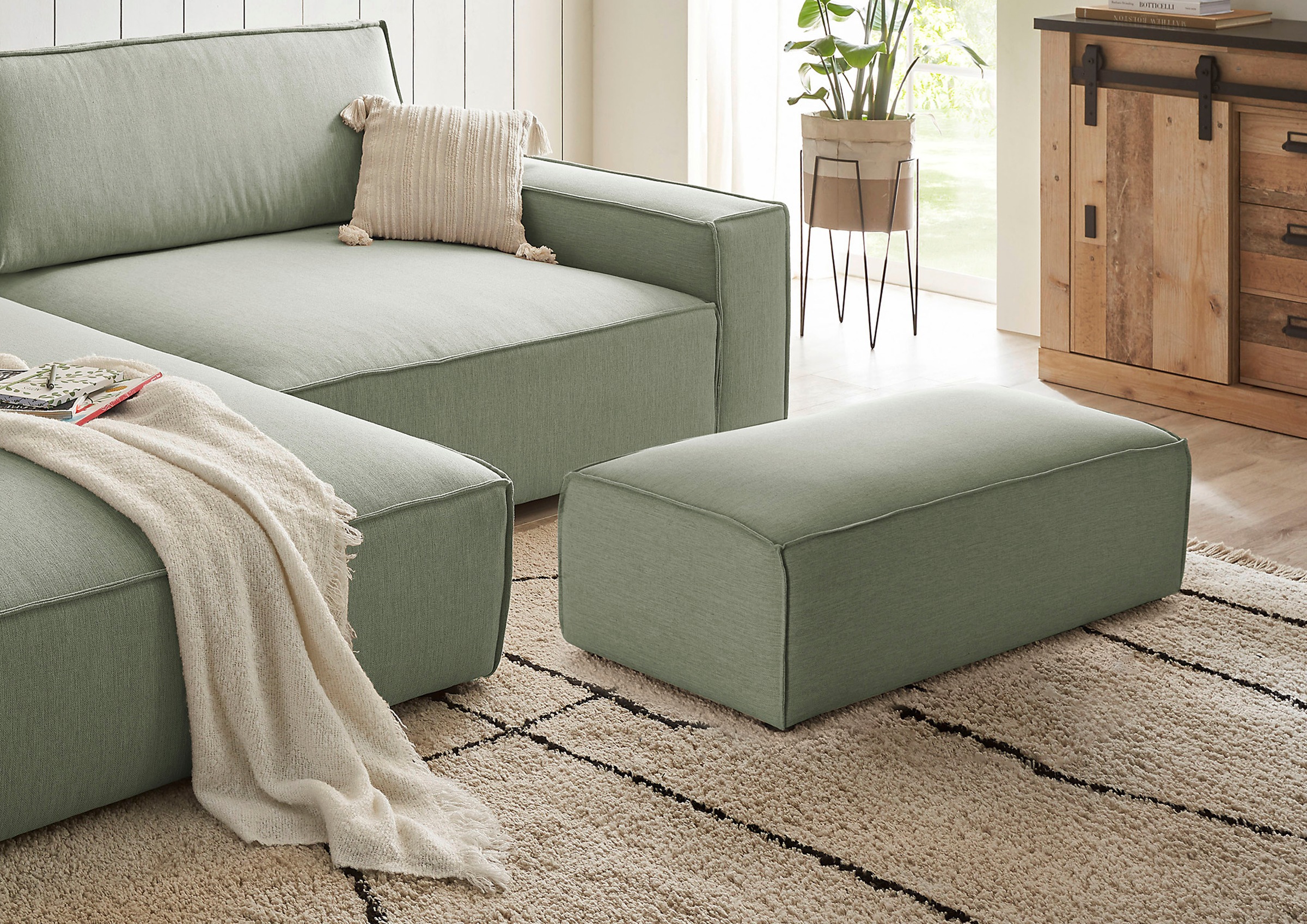Home affaire Hocker "NEU: SHERWOOD XXL, Polsterhocker, Cord, Webstoff", rec günstig online kaufen