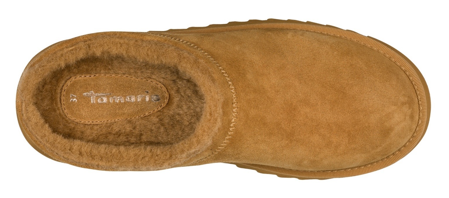 Tamaris Hausschuh, Clogs, Bequemschuh mit Fellimitat-Kragen