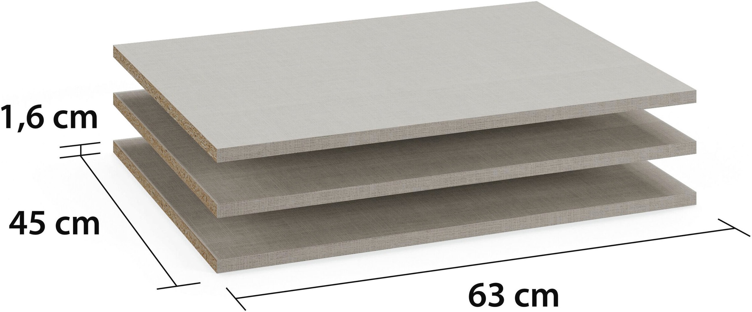 rauch Einlegeboden "Zubehör für Rauch-Schränke Garderobe Kleiderschrank Schrank" 3er-Set Breite 63 cm, Tiefe 45 cm MADE IN GERMANY