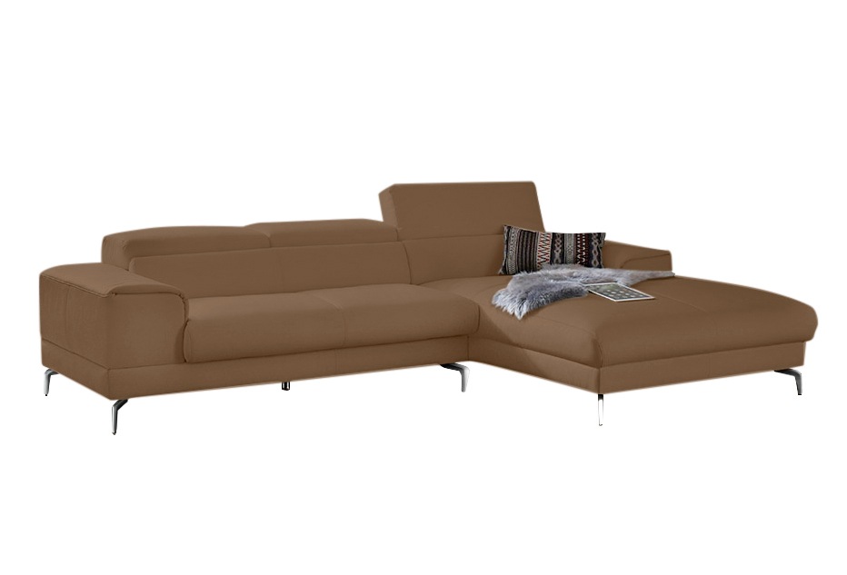 W.SCHILLIG Ecksofa »piedroo, Designsofa mit tollem Sitzkomfort, bequem und elegant, L-Form«, Kopfteilverstellung, wahlweise mit Sitztiefenverstellung, Breite 303cm