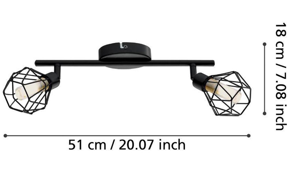 EGLO Deckenspot »ZAPATA 1«, 2 flammig, Leuchtmittel G9 | LED wechselbar, Deckenleuchte, Deckenspot aus Stahl, Schwarz, Glas: amber, Fassung: G9