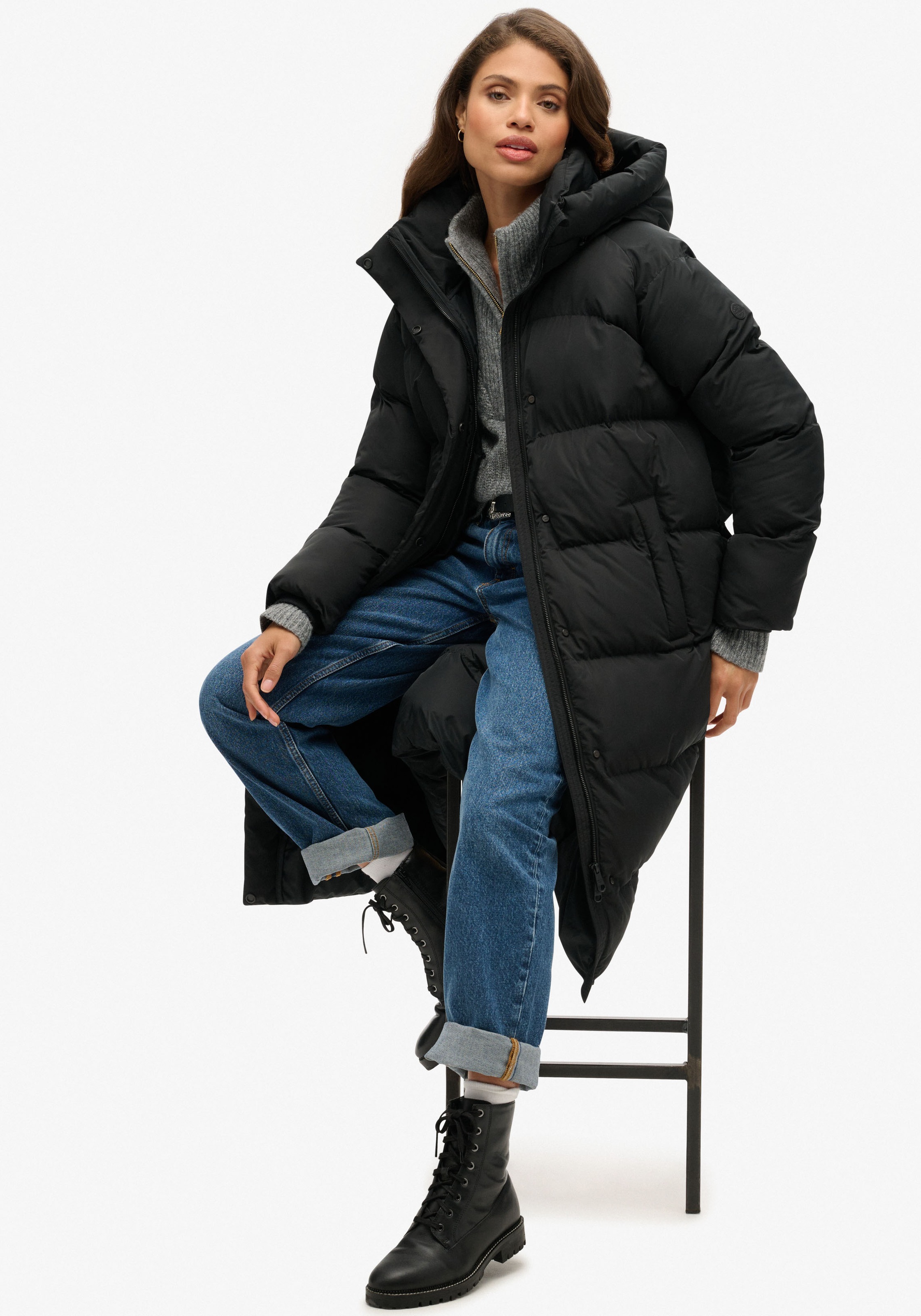 Superdry Steppjacke »Longline Hooded Puffer Jacket«