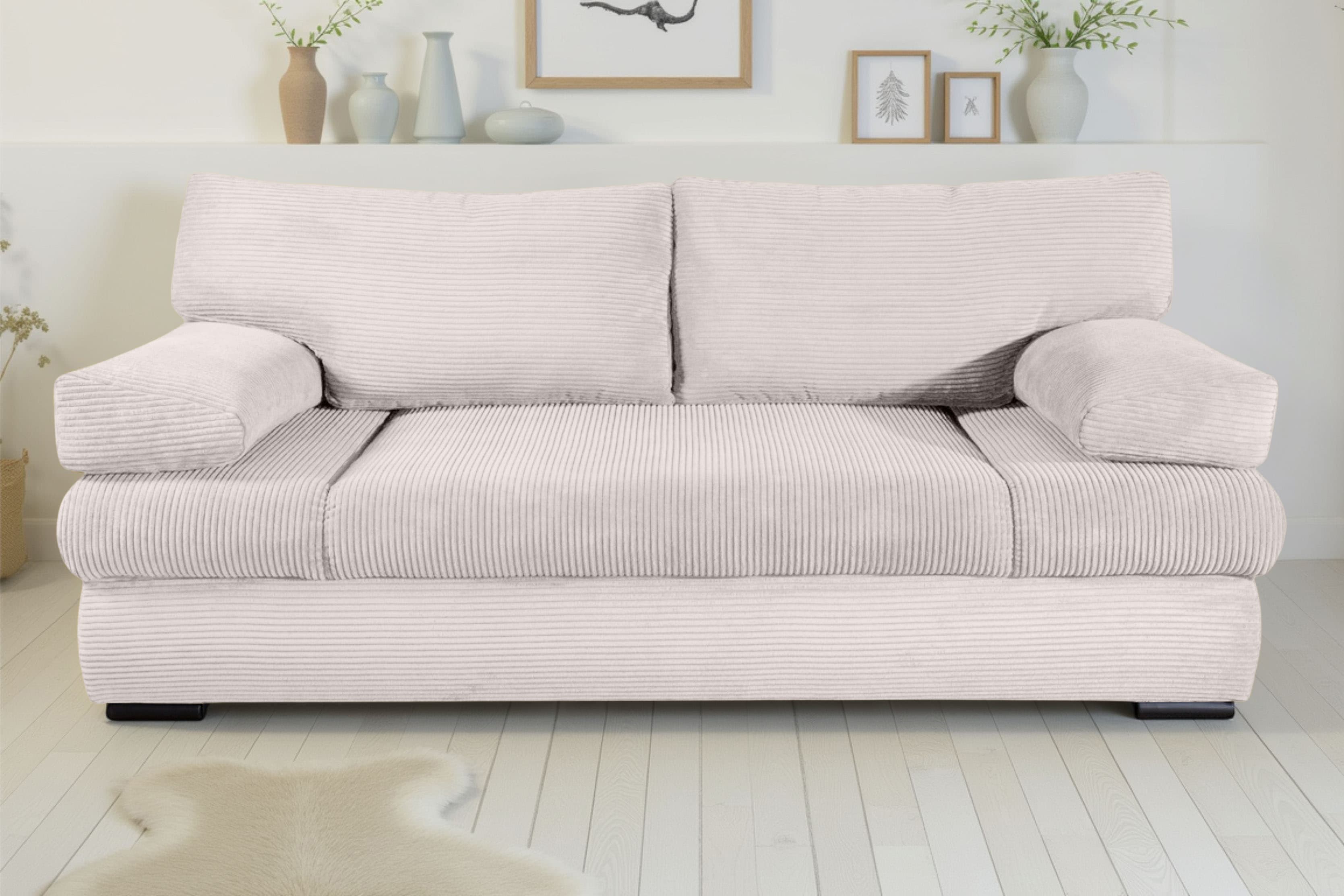 COLLECTION AB Schlafsofa "Tina, B: 200 cm, Liegefl. 146x200 cm" Schlaffunktion, Bettkasten & 2 Armlehnenkissen, Federkern