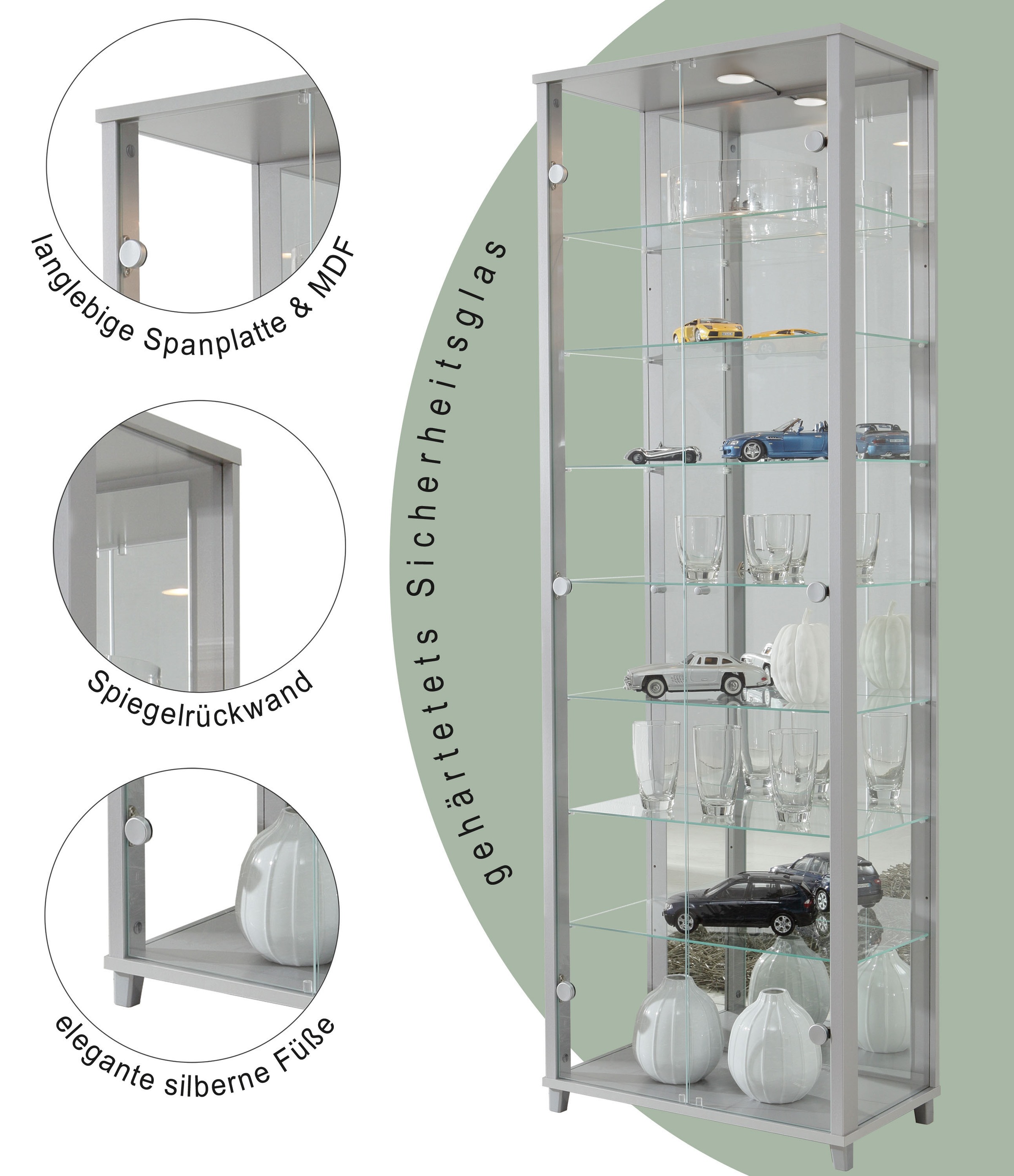 fif möbel Vitrine »OPTIMA«, Standvitrine/Glasvitrine 2x Glastür,perfekt für Sammler,Sammlervitrine