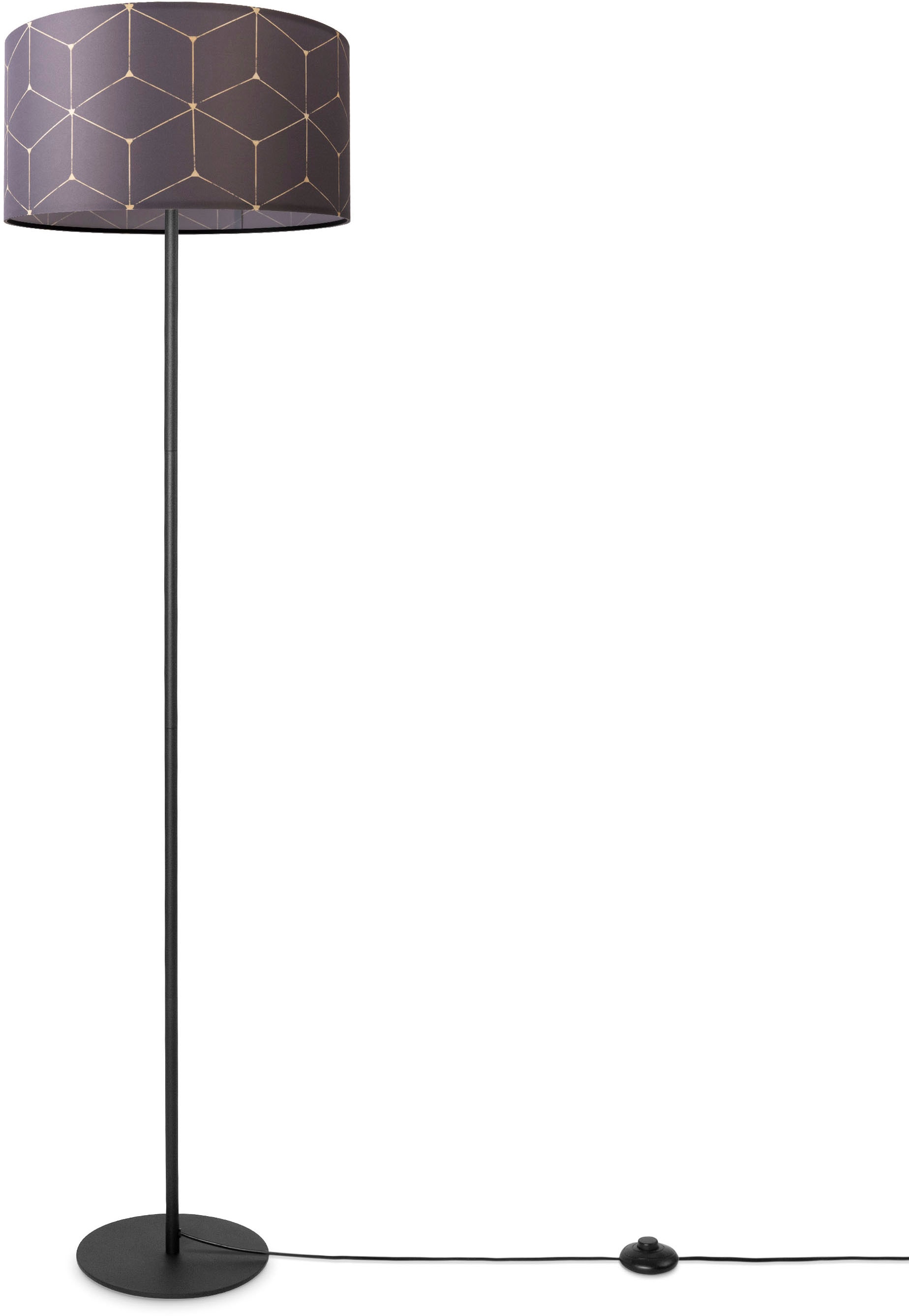 Lampenschirm Abstrakt Textilschirm Paco Home Stoff Wohnzimmer »Luca | Rund Cube«, BAUR Stehlampe Stehlampe