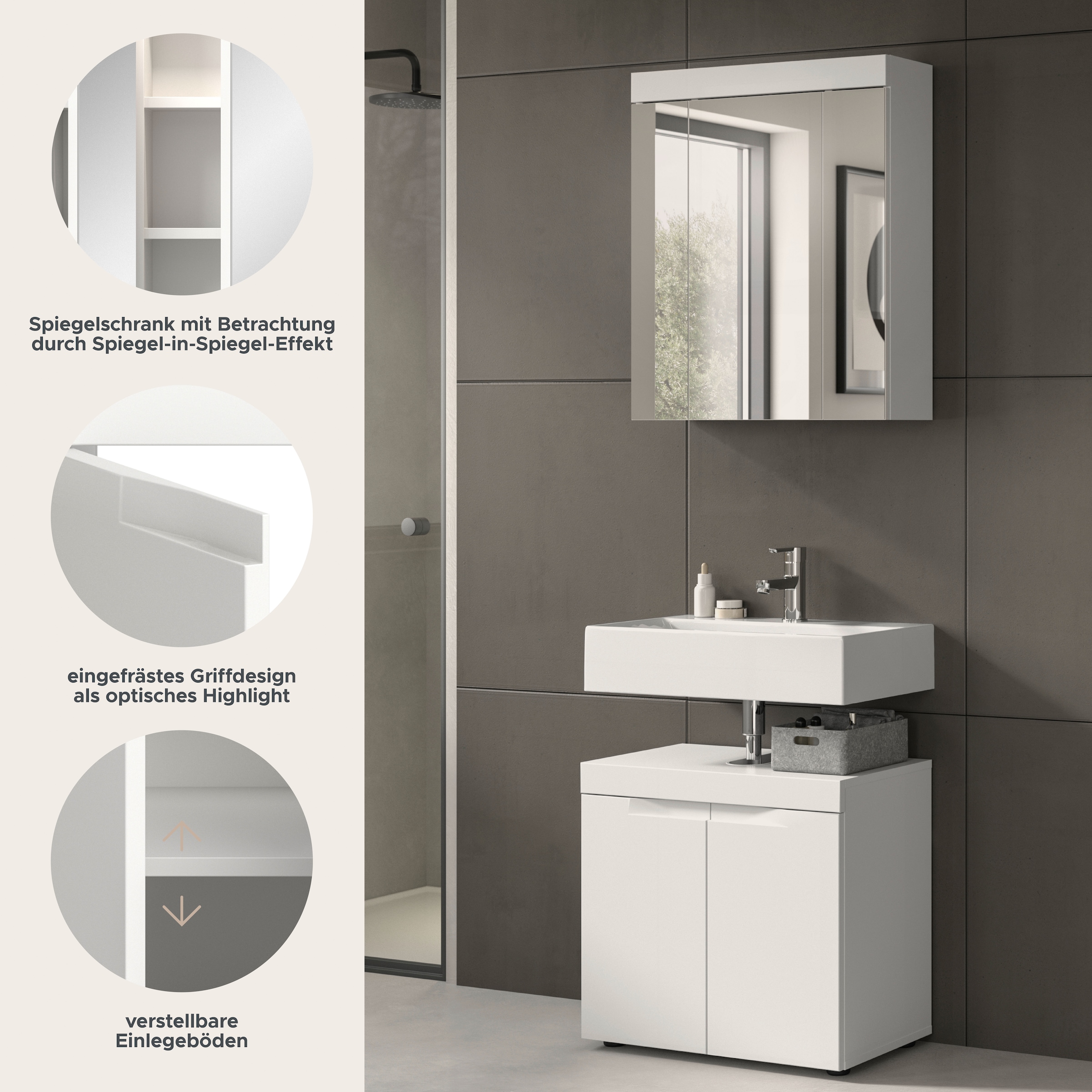 OTTO home Badmöbel-Set »MAOI, 2-teilige Badkombination, hochwertige MDF Front«
