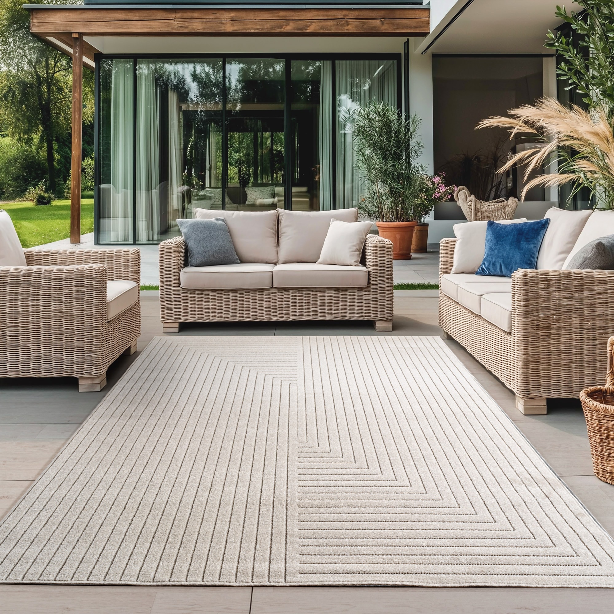 Ayyildiz Teppiche Outdoorteppich "NOVA 1202, auch als Läufer und Rund" rechteckig 8 mm Höhe Material aus schmutzabweisendem Polypropylen, In-/Outdoor geeignet
