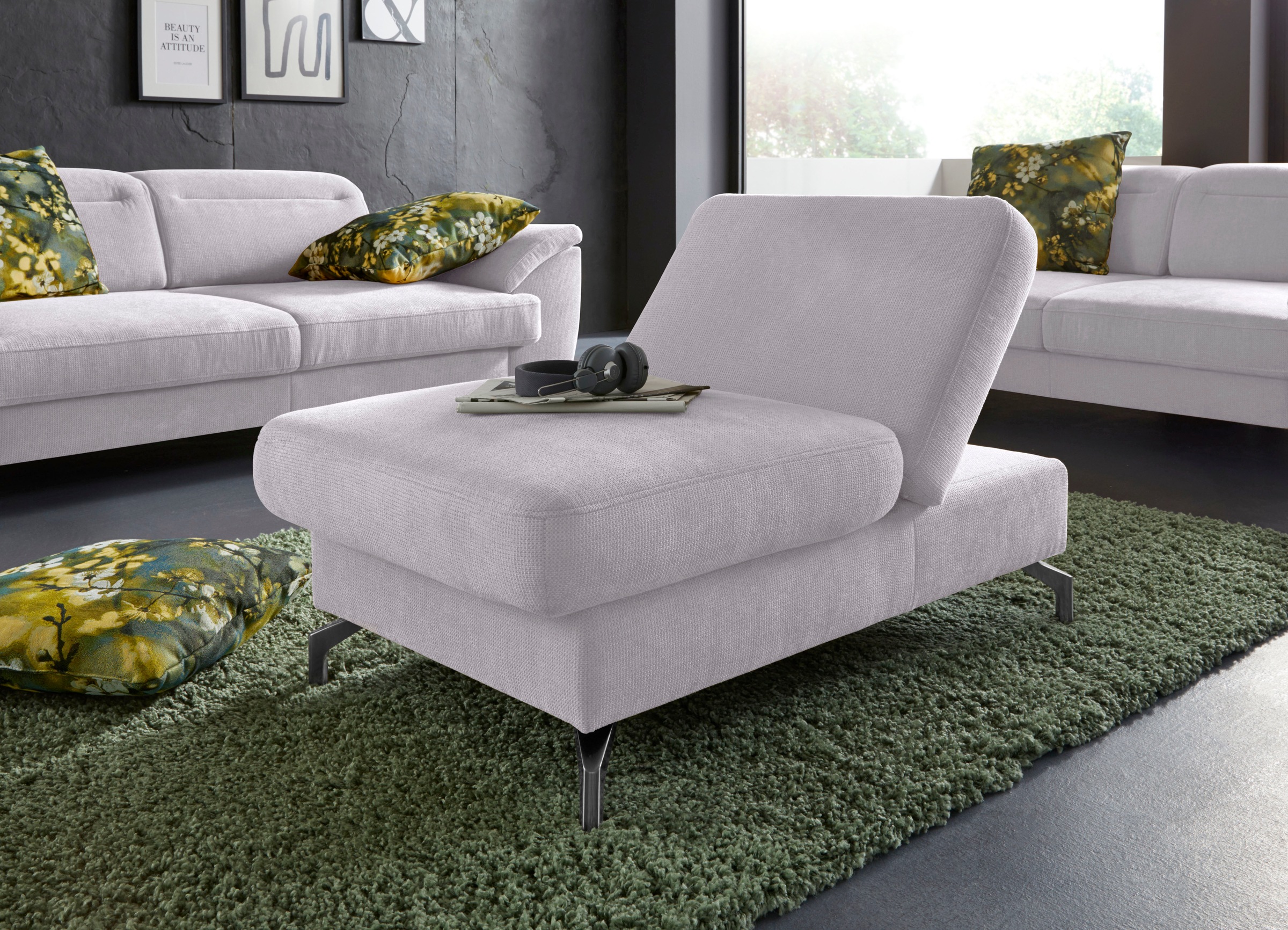 sit&more Hocker »Percy«, Fußhöhe 15cm, mit Klappfunktion, wahlweise in 2 Fußfarben