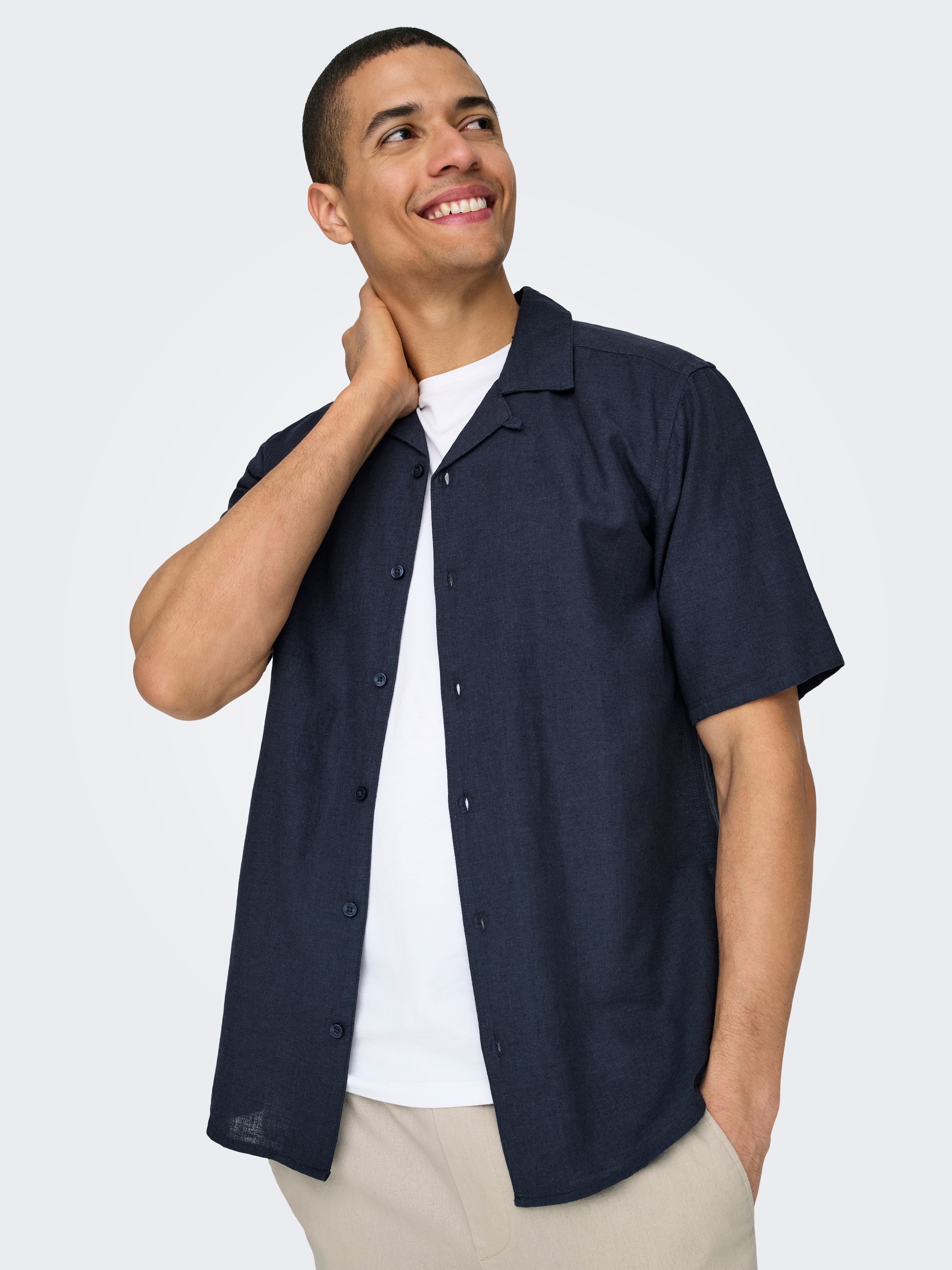 ONLY & SONS Kurzarmhemd »ONSCAIDEN SS SOLID RESORT LINEN NOOS«