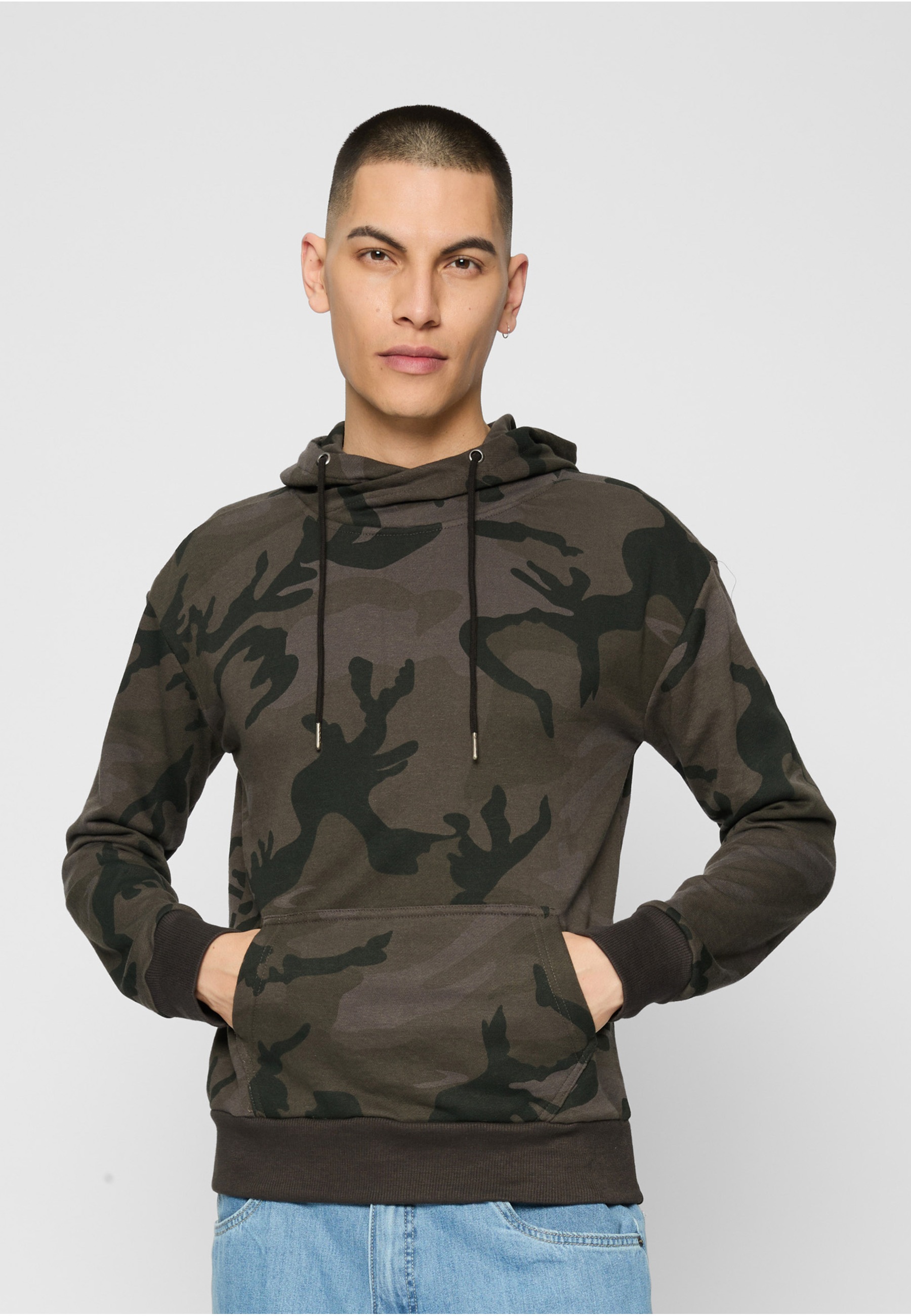 URBAN CLASSICS Kapuzenpullover »Urban Classics Herren High Neck Camo Hoody« 1 Stk.