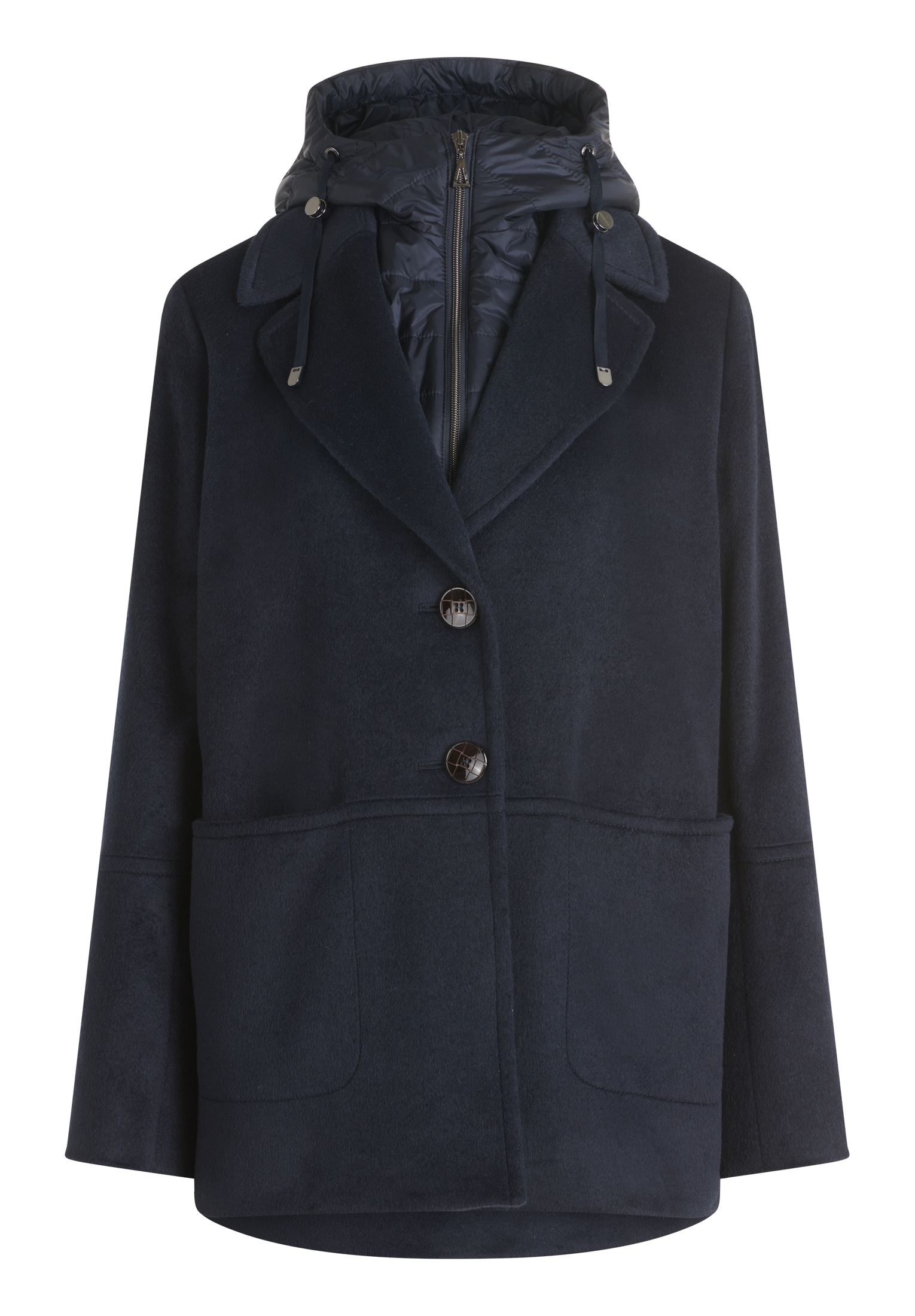 Gil Bret Wolljacke mit Kapuze mit Reverskragen und Steppkapuze