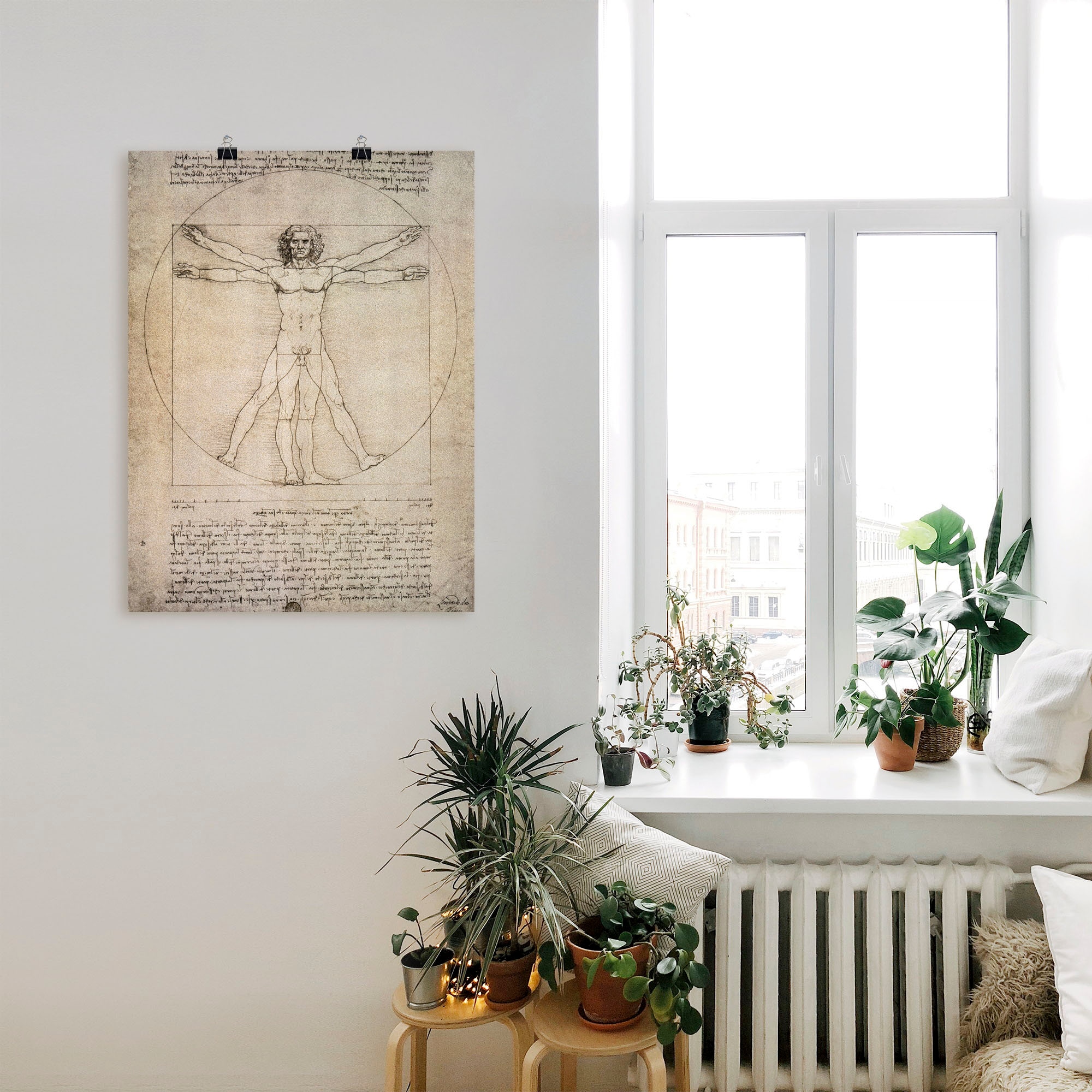 Artland Wandbild »Porportionszeichnung, nach Vitruv. 1490«, Mann, (1 St.), als Leinwandbild, Poster in verschied. Größen