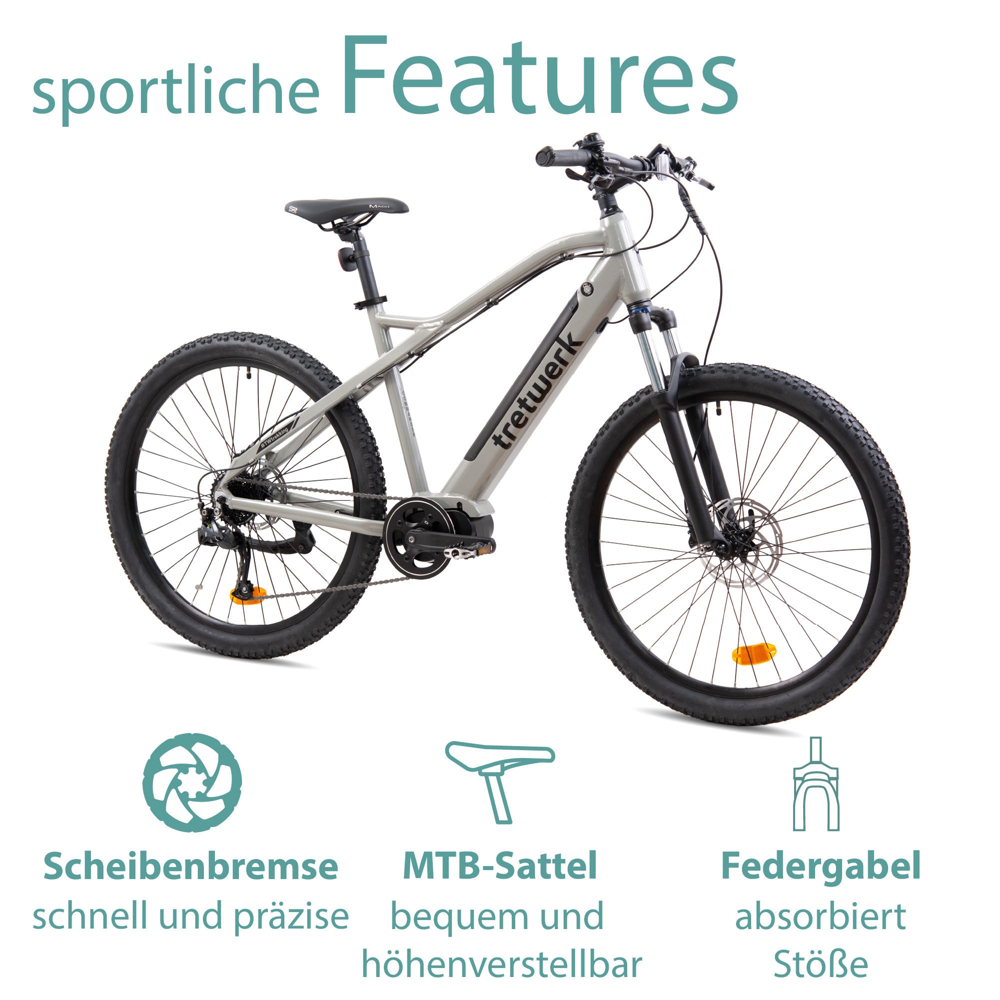 Tretwerk E-Bike »Commander«, 9 Gang, Shimano, Altus M2000, Mittelmotor 250 W, Pedelec, Elektrofahrrad für Damen u. Herren, MTB