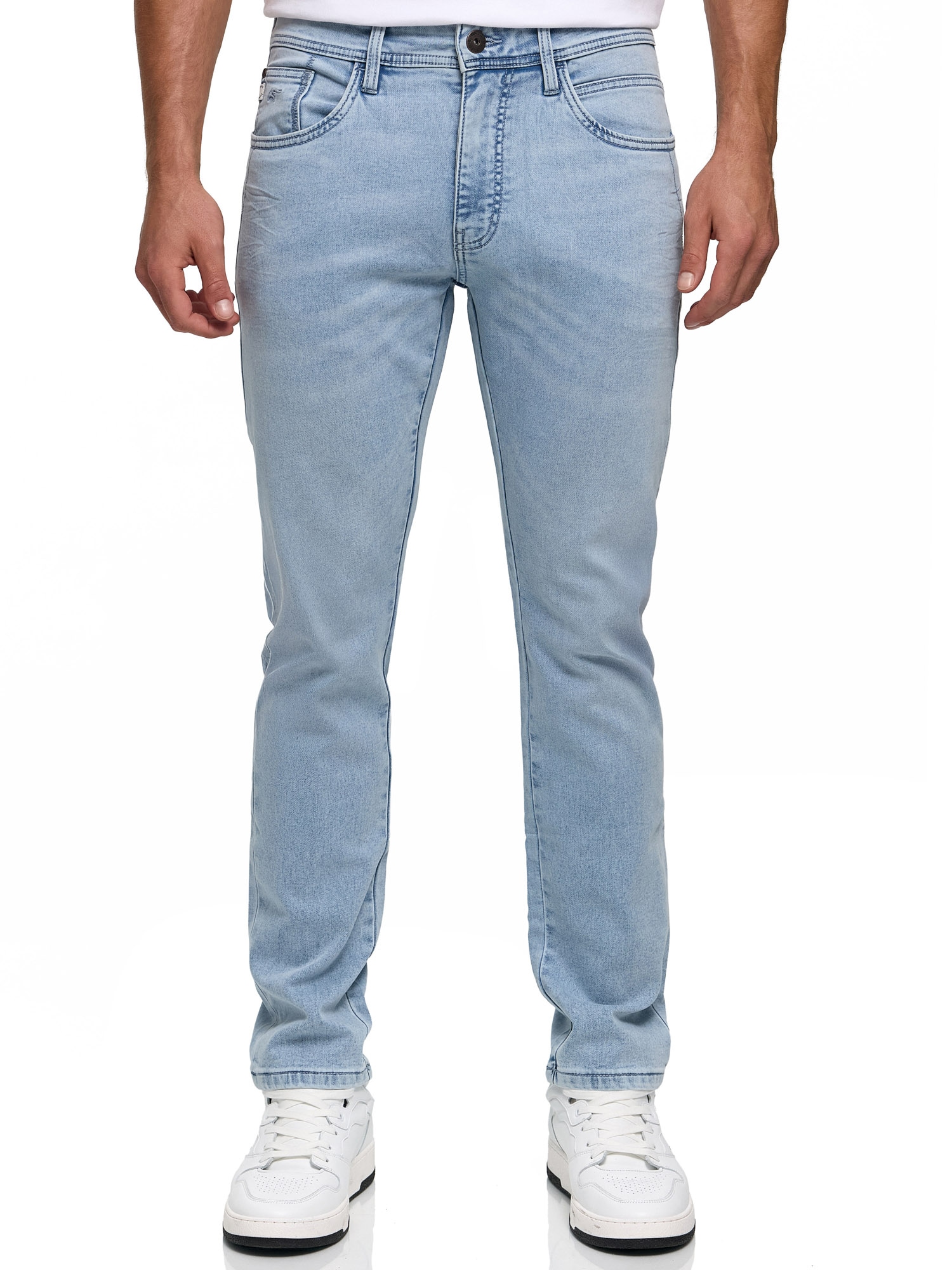 Regular-fit-Jeans INDICODE "INCoil", Herren, Gr. 34, Länge 34, deep dusk, Denim/Jeans, Obermaterial: 77% Baumwolle, 21% Polyester, 2% Elasthan, Abriebeffekte, regular fit knöchellang, Jeans, Baumwollmischung, regular fit