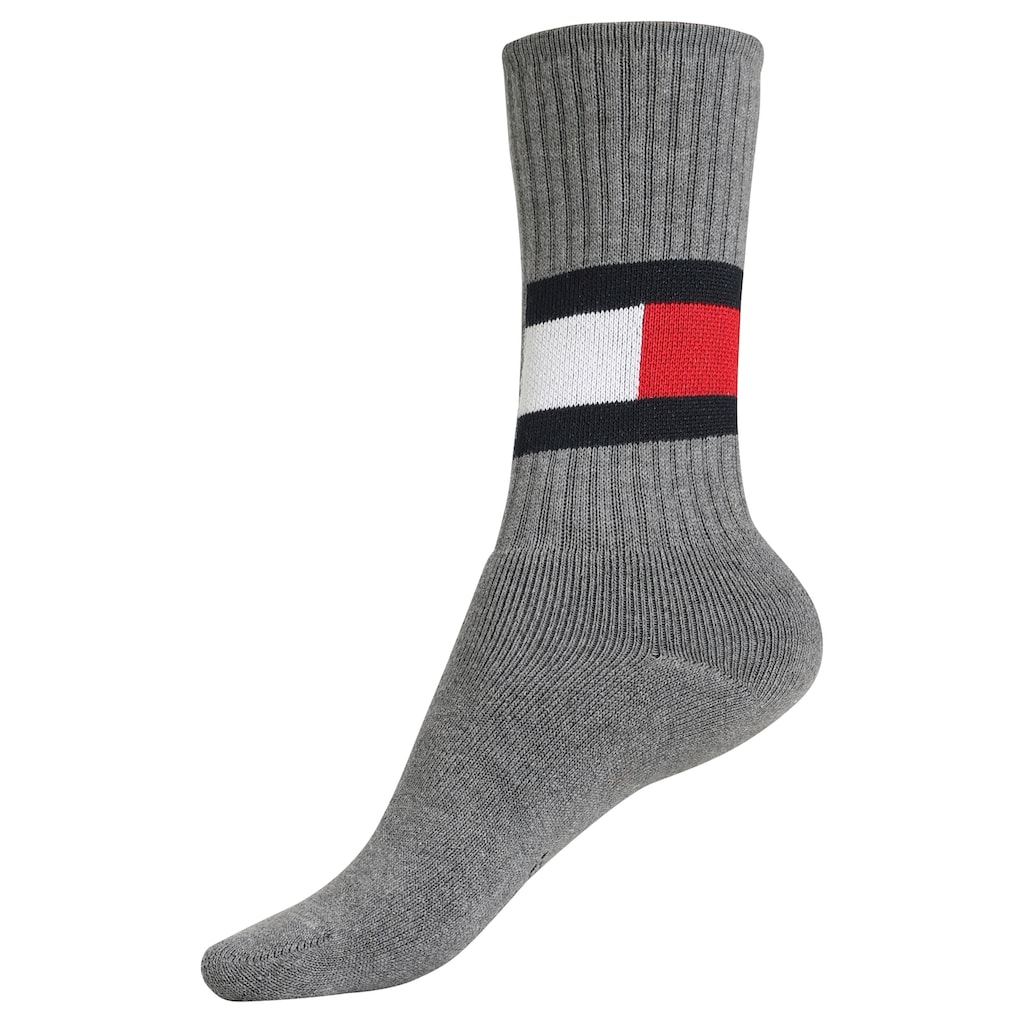Tommy Hilfiger Sportsocken »TH Crew Socks 3-pack«, (Packung, 3 Paar), Mit großem Flag-Logo