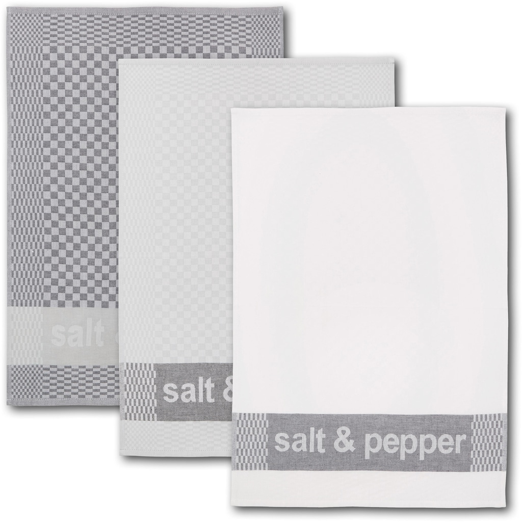 Dyckhoff Geschirrtuch »salt & pepper«, (Set, 6 tlg.), mit drei verschiedenen Motiven