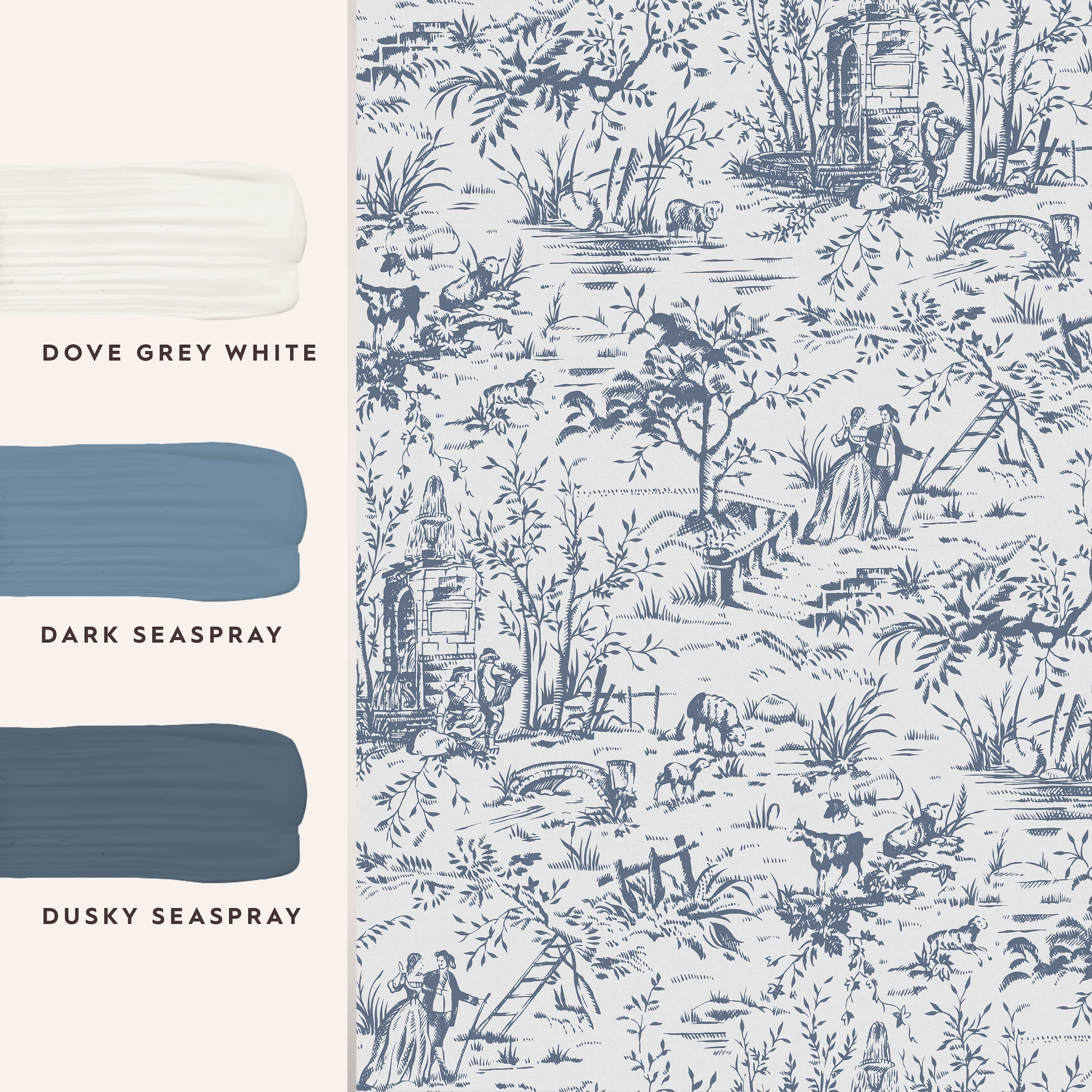 LAURA ASHLEY Vliestapete »Toile de Jouy«, 10mx52cm