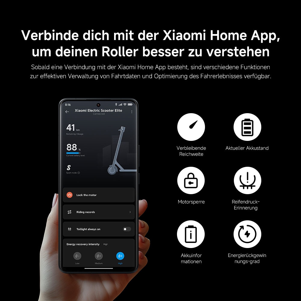 Xiaomi E-Scooter »Electric Scooter Elite«, Electric Scooter, mit Straßenzulassung, bis zu 45 km Reichweite