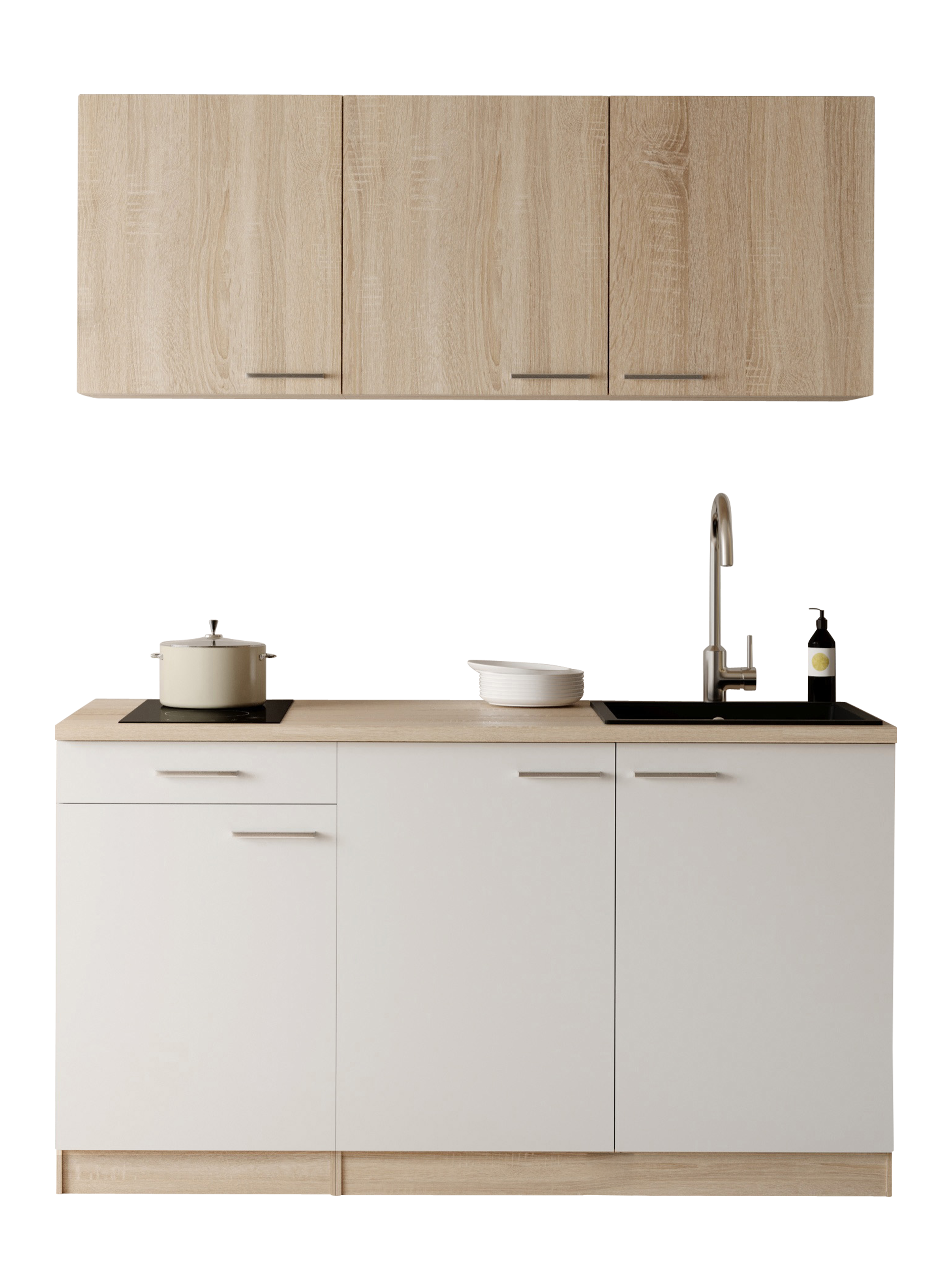 RESPEKTA Pantryküche "Ingrid" zerlegt, wahlweise mit Kühlschrank, Soft-Close-Funktion, Breite 150 cm