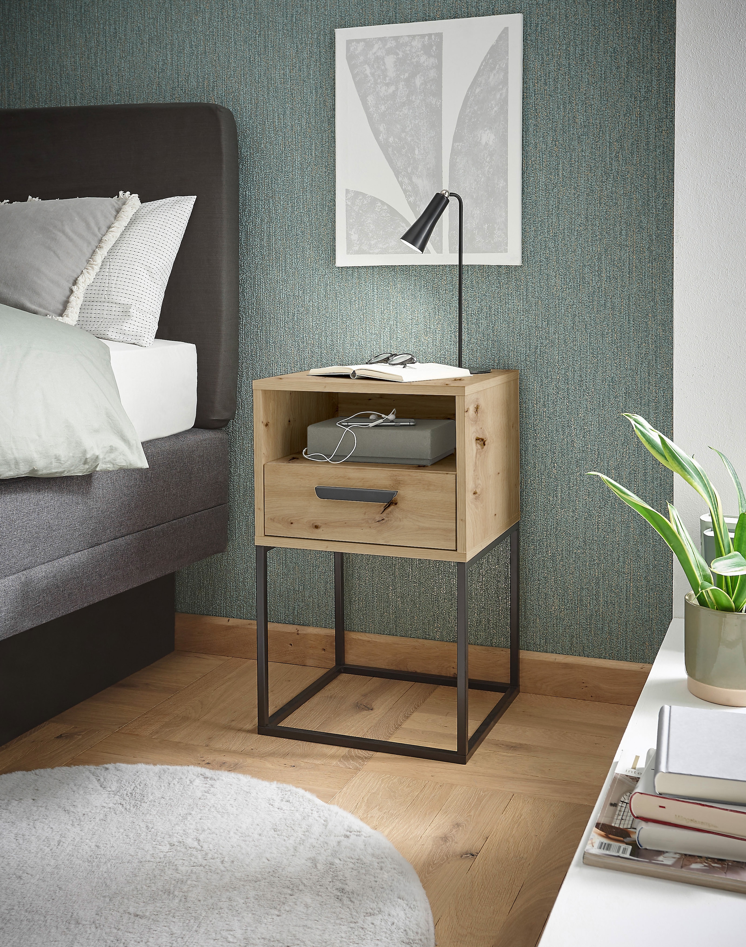 Schlafkontor Nachtkommode »Cudro Nachttisch auf Fußgestell« mit einem offenen Fach für schnellen Zugriff