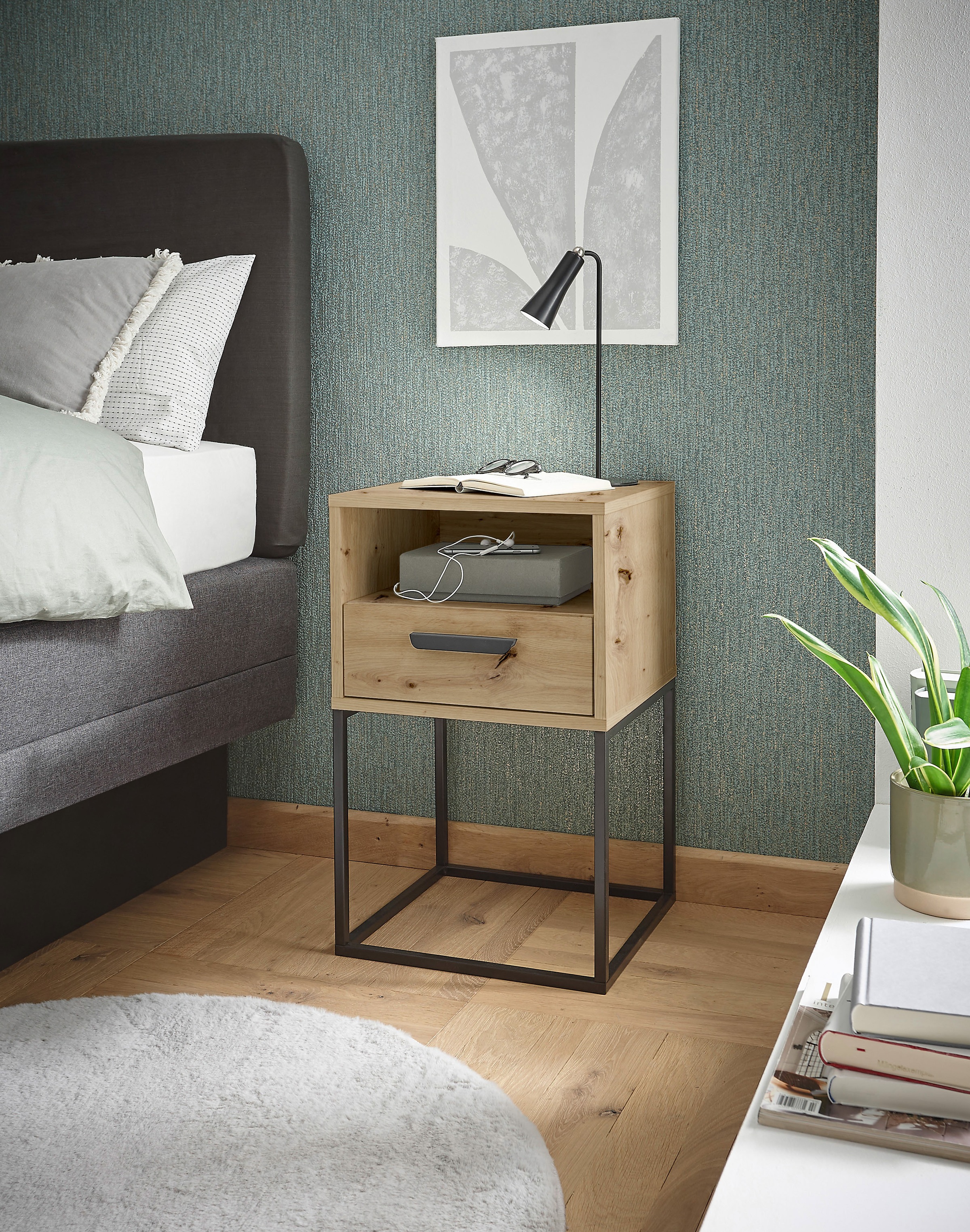 Schlafkontor Nachtkommode "Cudro Nachttisch auf Fußgestell" mit einem offen günstig online kaufen