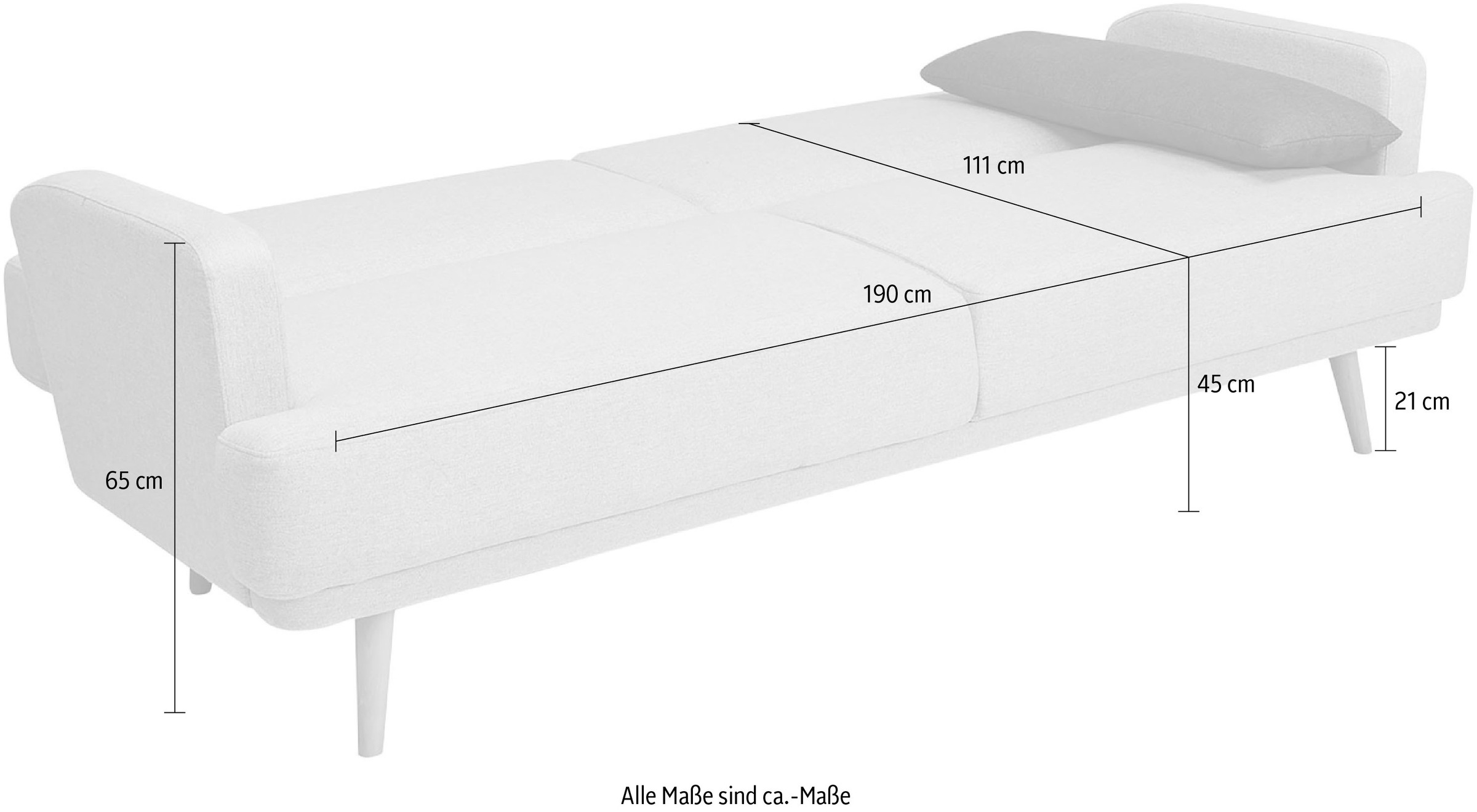 SalesFever Schlafsofa »Malmö, 2,5-Sitzer, Sofa inkl. Zierkissen«, mit Schlaffunktion, Breite 214 cm