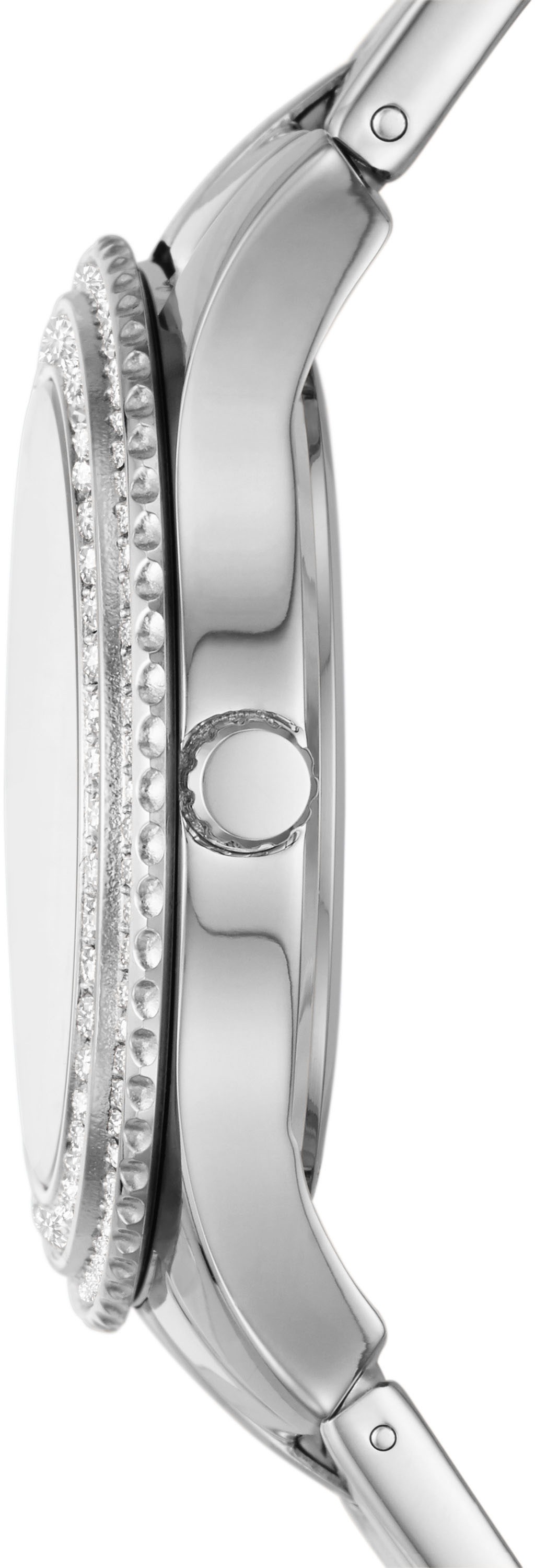 Fossil Quarzuhr »STELLA«, Armbanduhr, Damenuhr, Perlmutt-Zifferblatt, Edelstahlarmband
