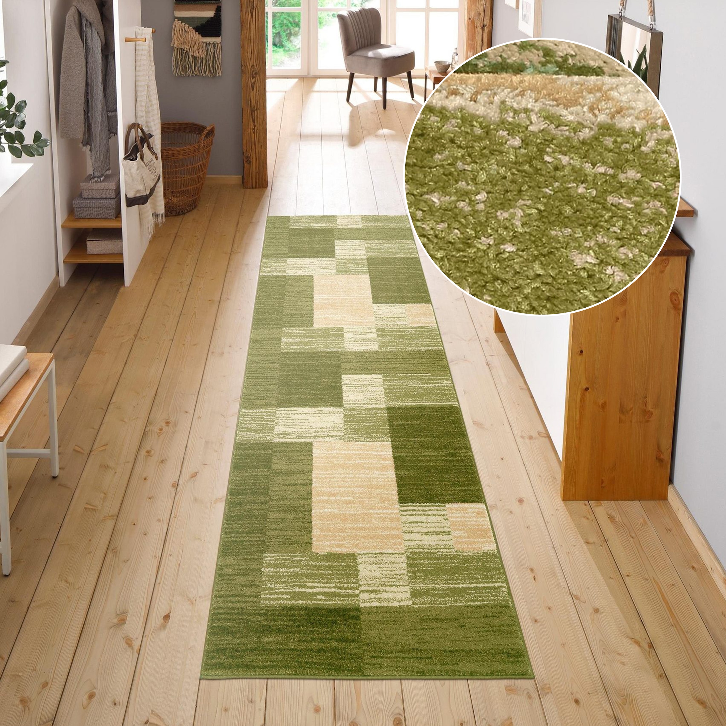 my home Läufer »Melvin« rechteckig 8 mm Höhe schön weich, Kurzflor Teppichläufer, Brücke, Karo-Muster