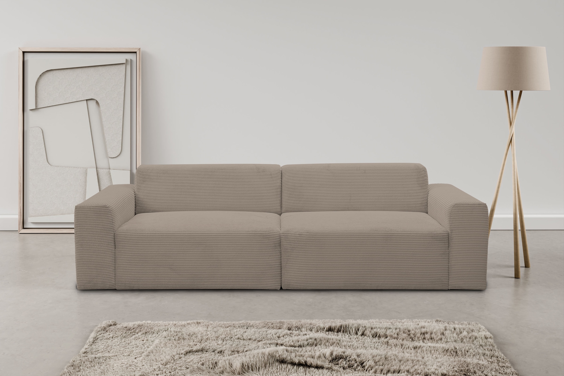 WERK2 Sofa "Zeus 3-Sitzer 256 cm breit, 105 cm tief, Big-Sofa, modern & bequem" Curvy Trend 3-Sitzer mit urbaner Optik