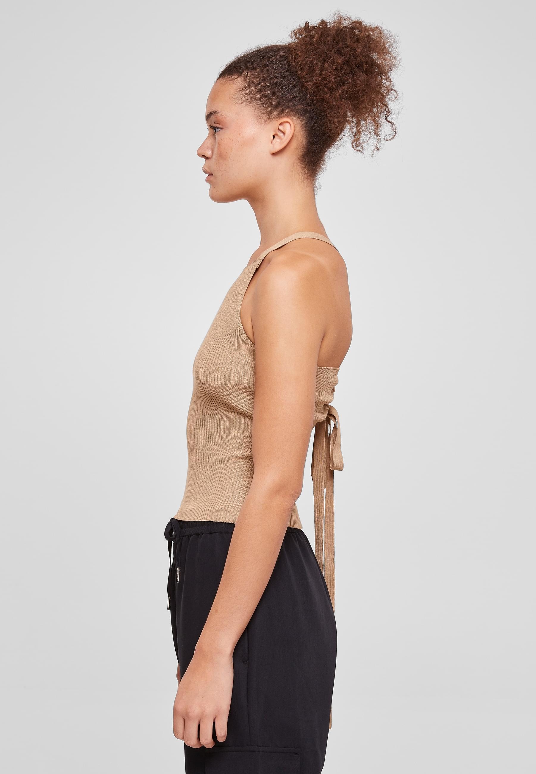 URBAN CLASSICS Muskelshirt »Urban Classics Damen Ladies Rib Knit Crossed Back Top«, (1 tlg.)