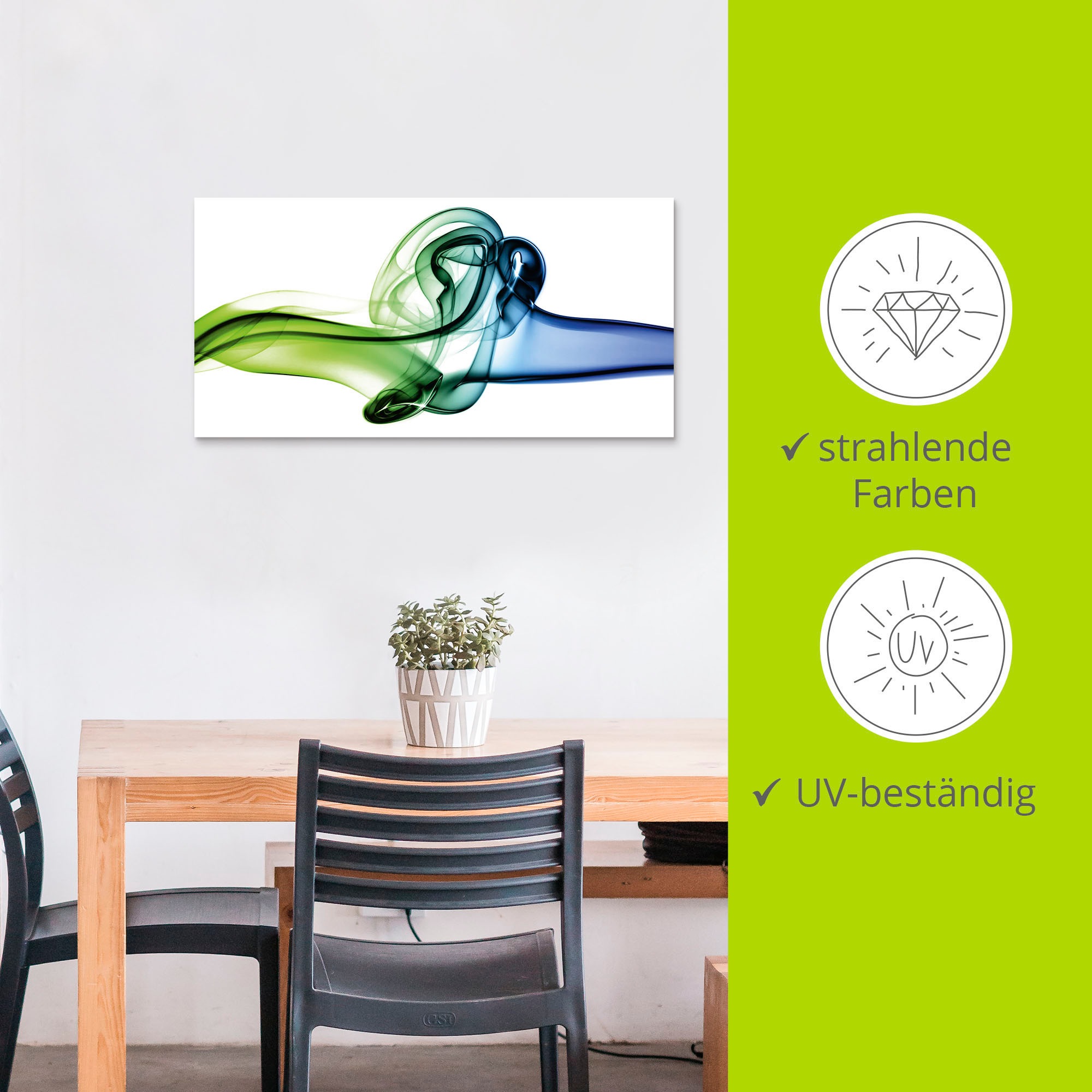 Artland Wandbild »Aufeinanderprallen von blau und grün«, Muster, (1 St.), als Alubild, Outdoorbild, Leinwandbild, Wandaufkleber, versch. Größen