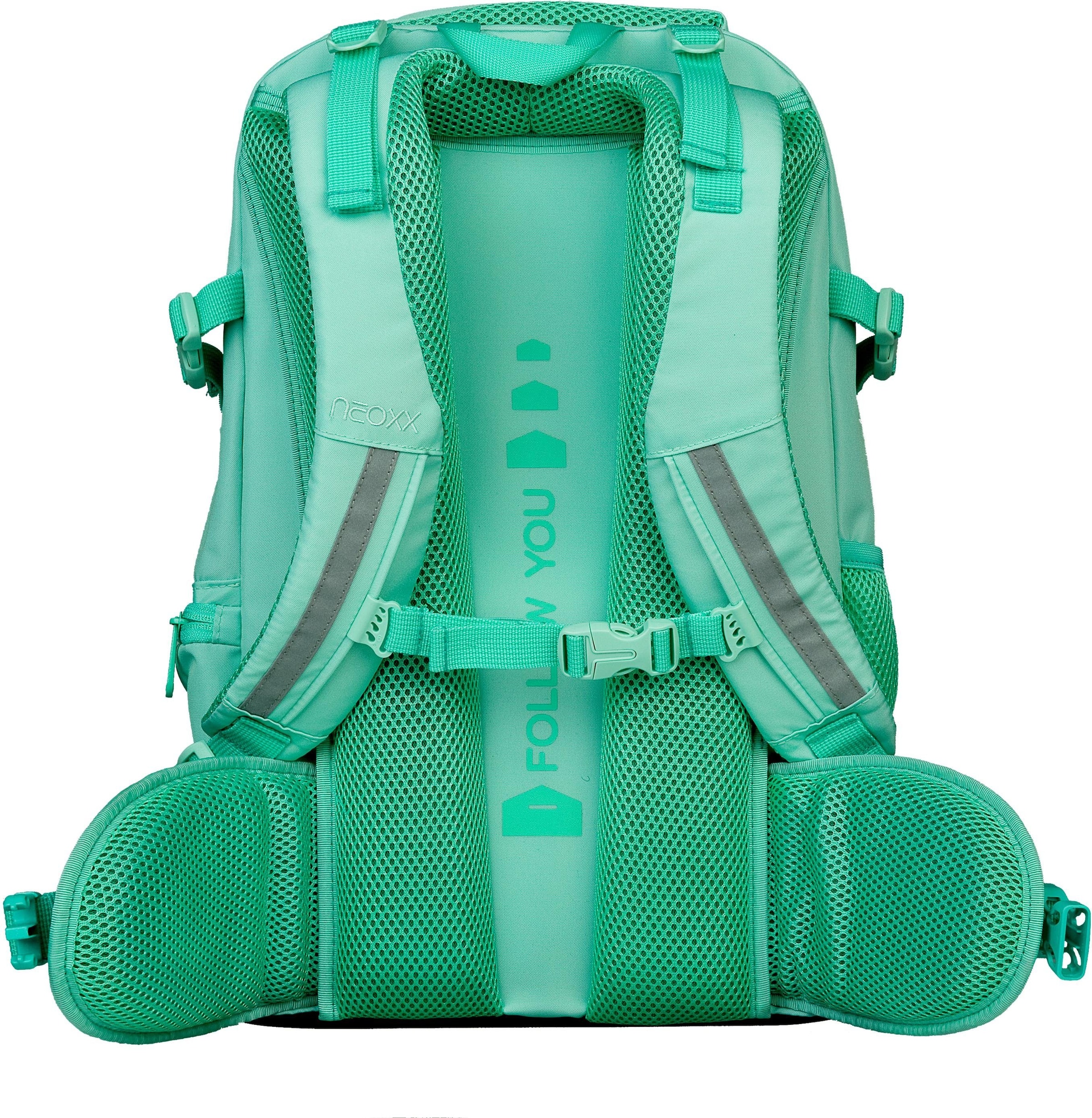 neoxx Schulrucksack to be«, recycelten aus reflektierende Details, kaufen Mint | »Active, BAUR PET-Flaschen
