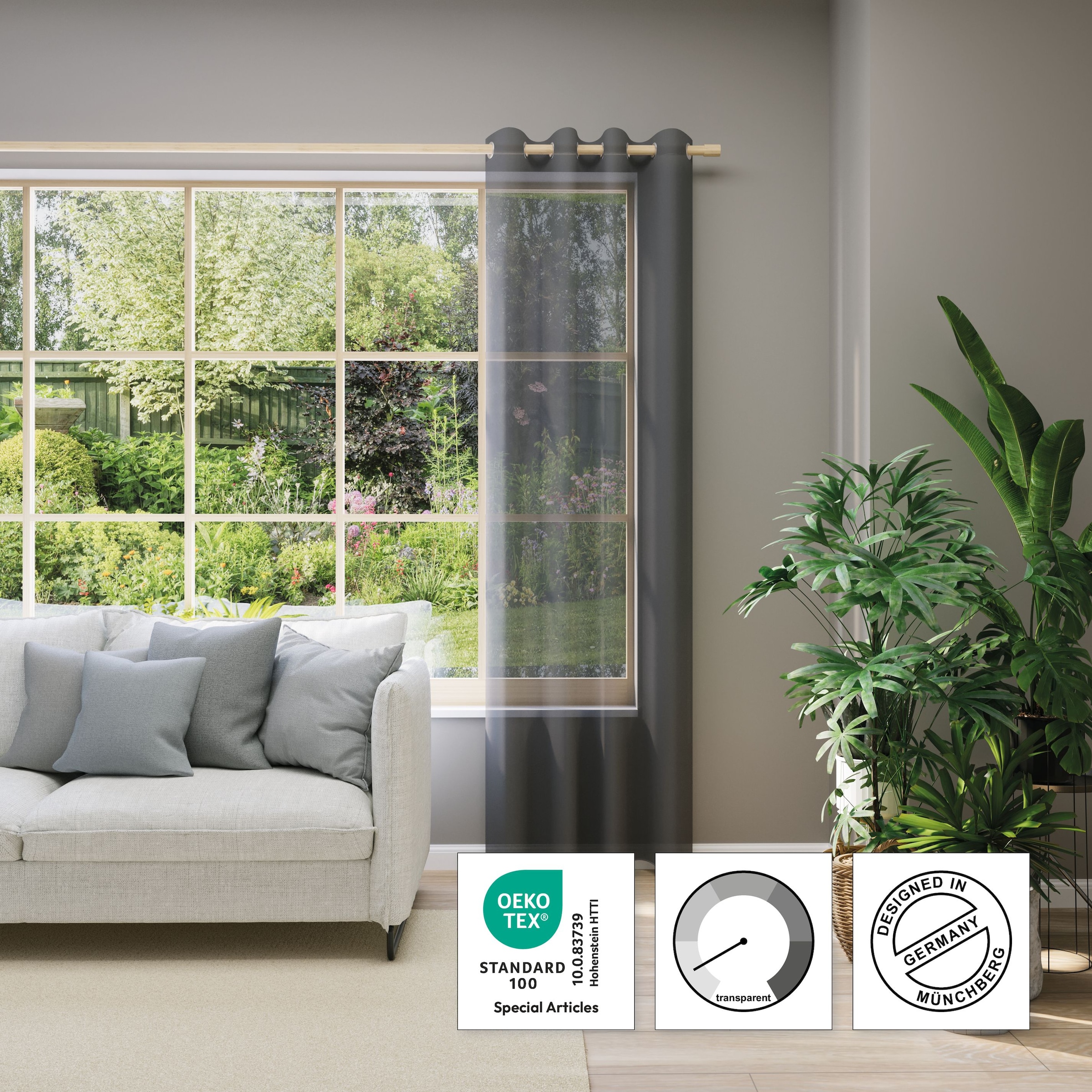 Neutex for you! Vorhang nach Maß »EVA«, (1 St.), Uni-Voile mit elegantem Glanz