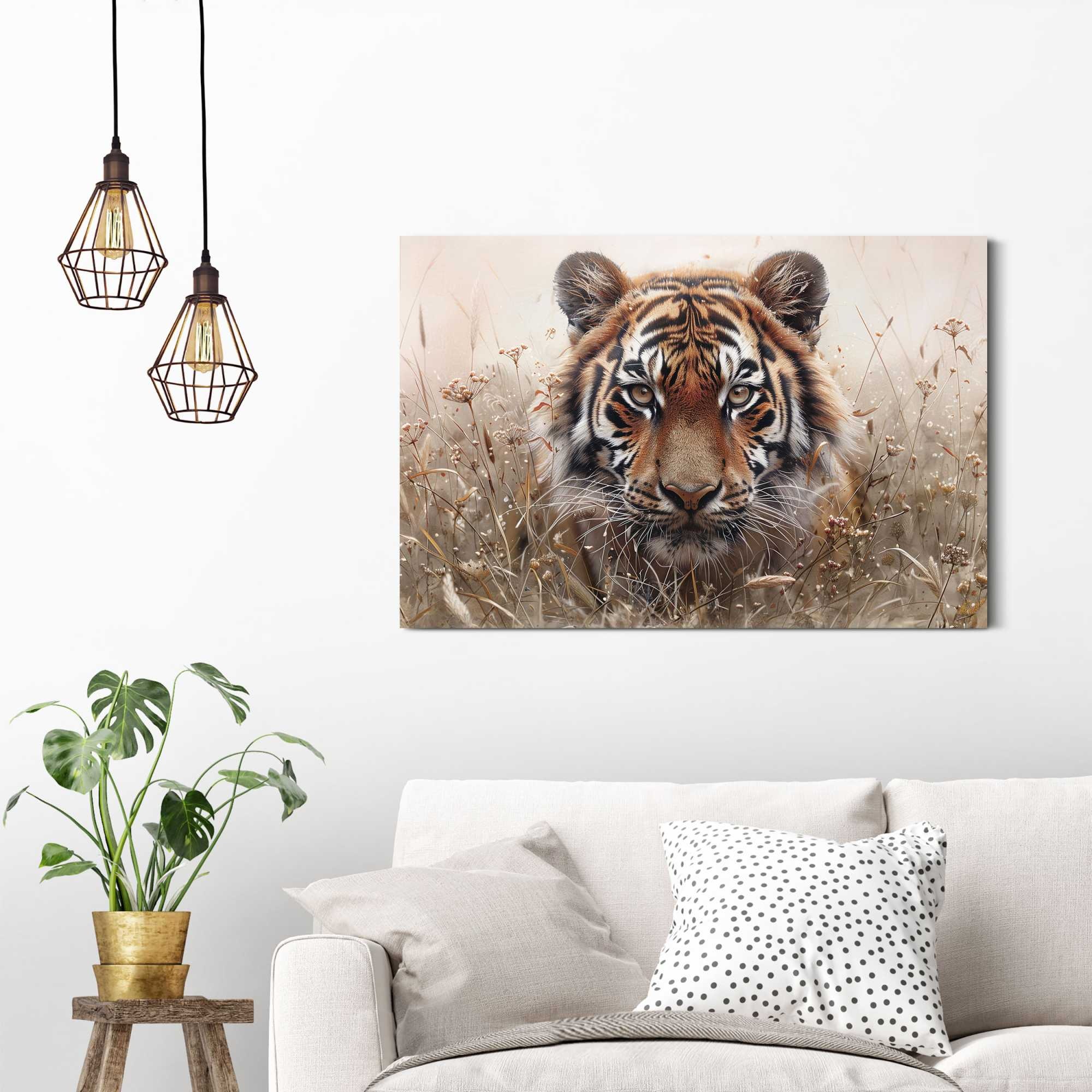 Reinders! Deco-Panel »Tiger auf der Jagd«, Wohnzimmer - Braun - MDF - Tiere - 90x60 cm