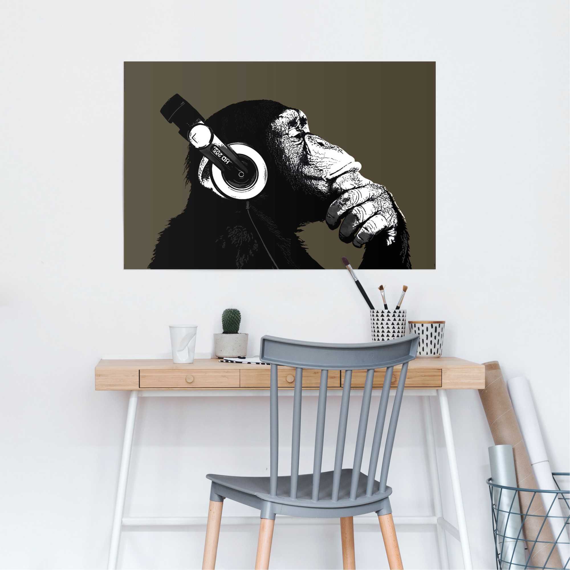 Reinders Poster "Schimpanse Kopfhörer" 1 Stk. tlg. günstig online kaufen