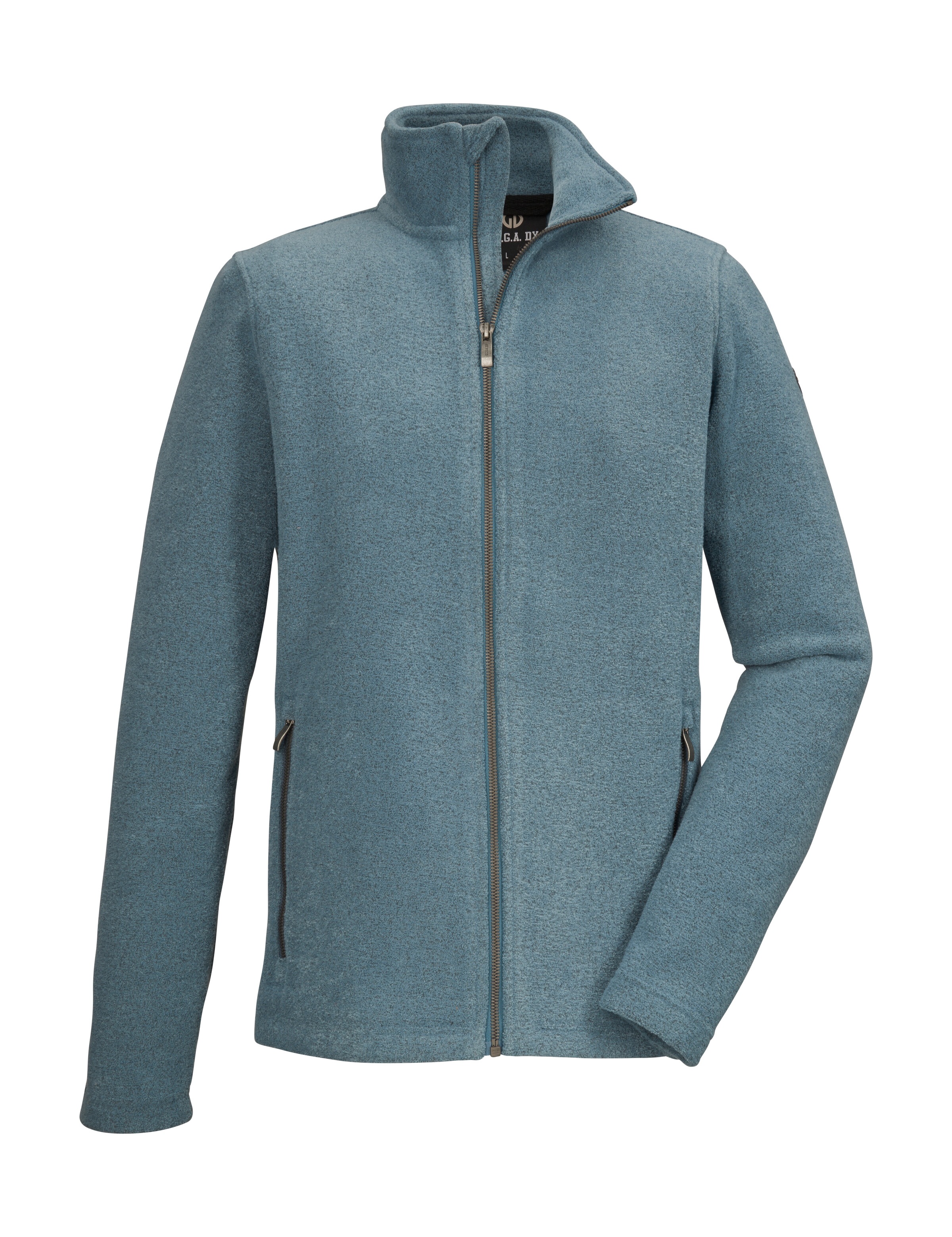Fleecejacke "GS 5 MN KNTFLC JCKT", Herren, Gr. L, graublau, Obermaterial: 100% Polyester, G.I.G.A. DX BY KILLTEC, Jacken Fleecejacke, Strickfleecejacke, Melange-Optik, Reißverschlusstaschen, Kinnschutz