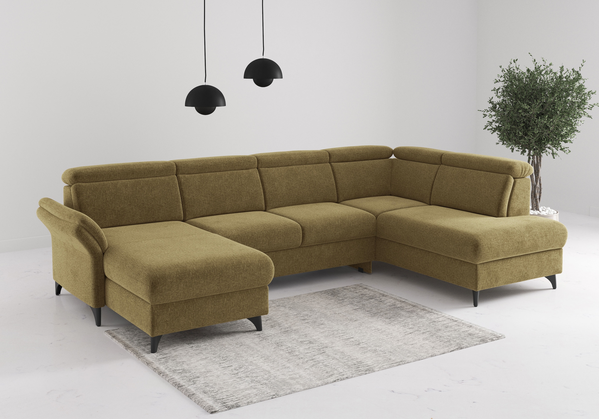 Sit & More Glendale U-Shape Sectional Sofa olive