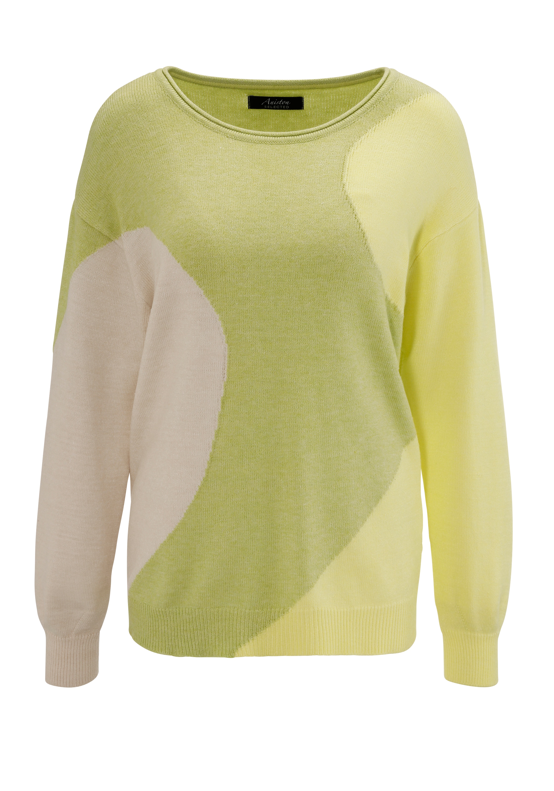 Aniston SELECTED Strickpullover, mit Rollkante am Rundhalsausschnitt - NEUE KOLLEKTION